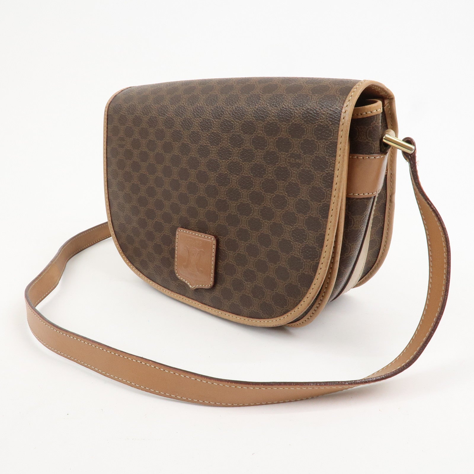 CELINE Macadam PVC Leather Shoulder Bag Crossbody Bag Brown