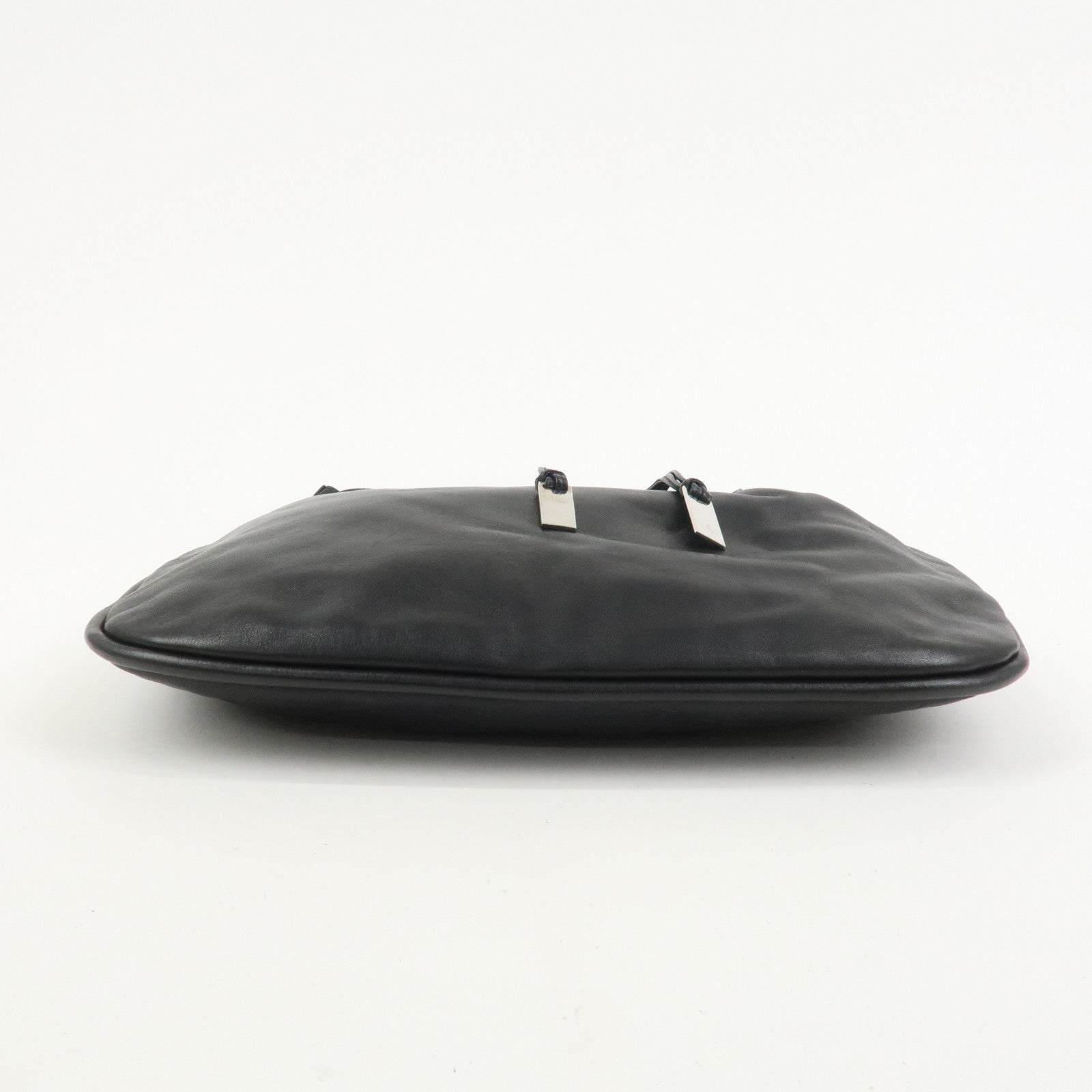 GUCCI Bamboo Leather Shoulder Bag Hand Bag Black 001・4033