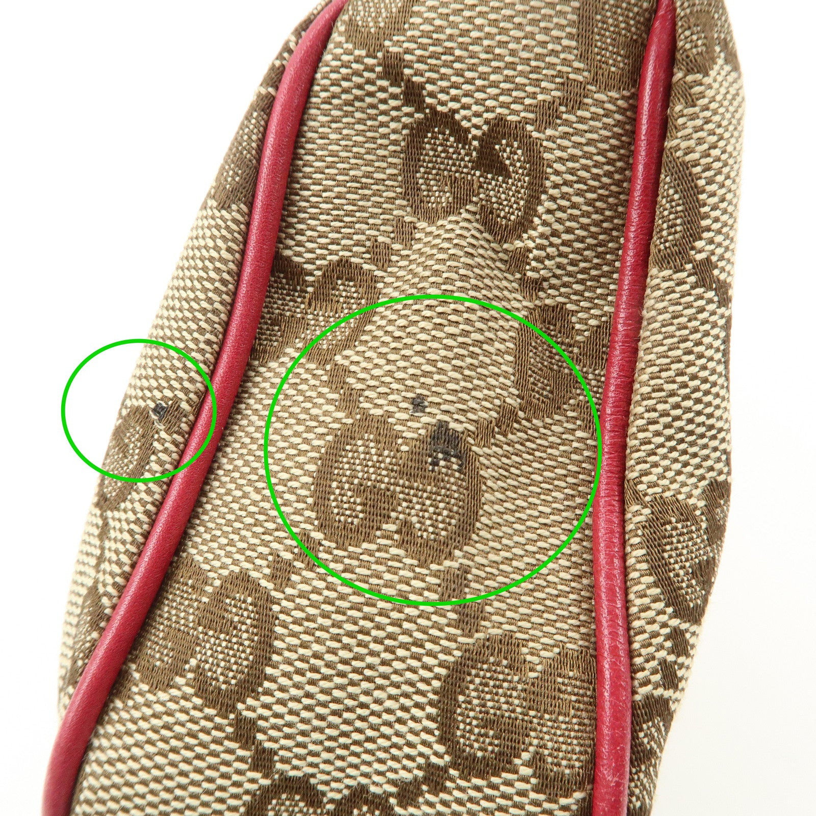 GUCCI Lovely Heart GG Canvas Leather Hand Bag Beige Red 245938 Used