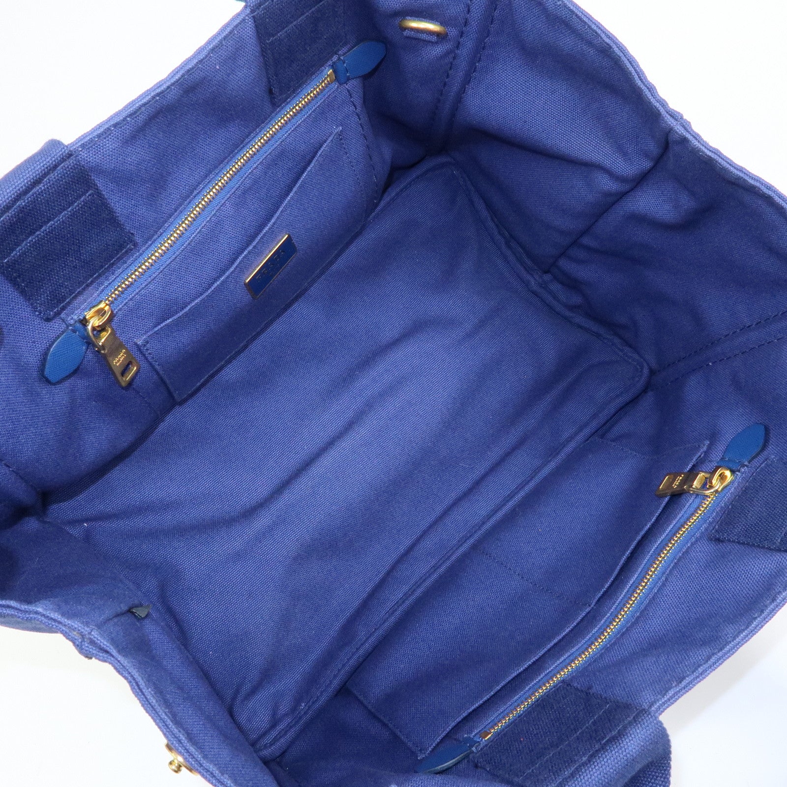 PRADA Triangle Logo Canapa Canvas 2Way Tote Hand Bag Blue BN2642