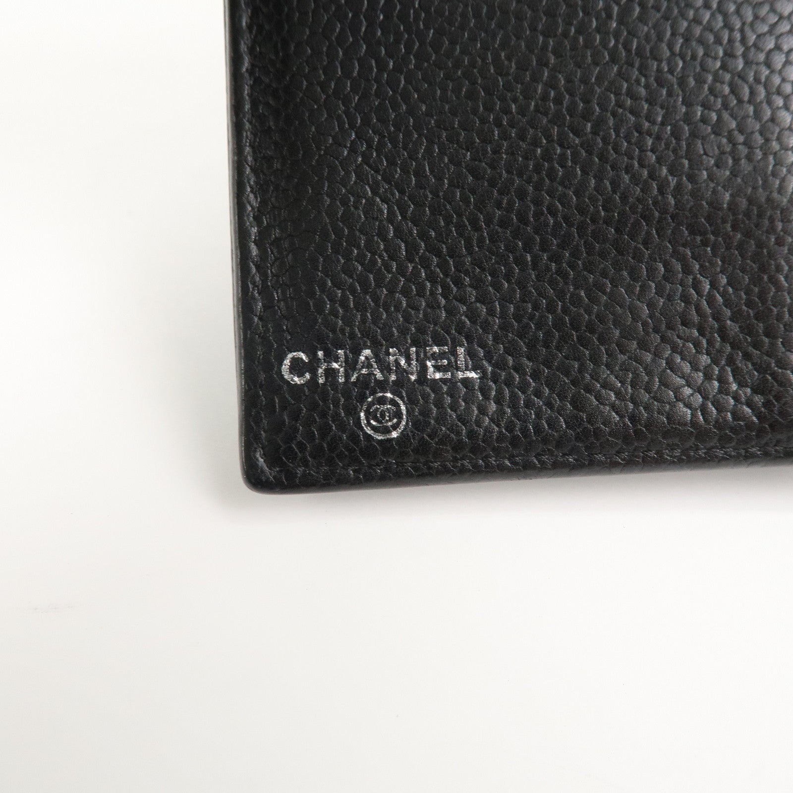 CHANEL COCO Mark Caviarskin Bi-fold Long Wallet Black A48651