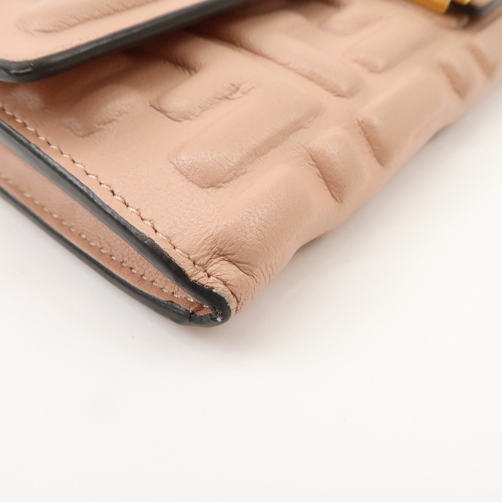 FENDI Zucca Baguette Continental Long Wallet Pink 8M0251 Used