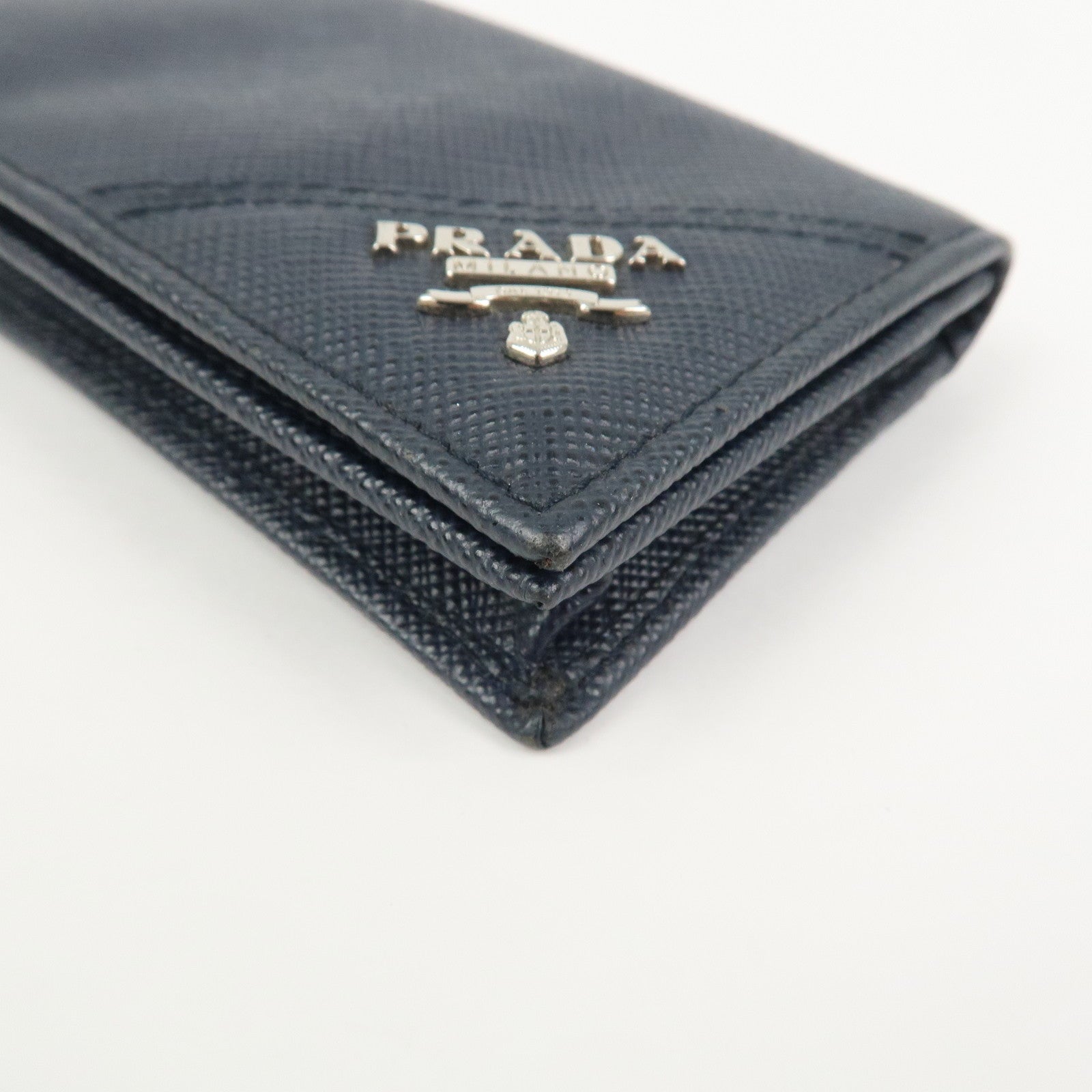 PRADA Saffiano Leather Card Case Card Holder Navy 2MC122