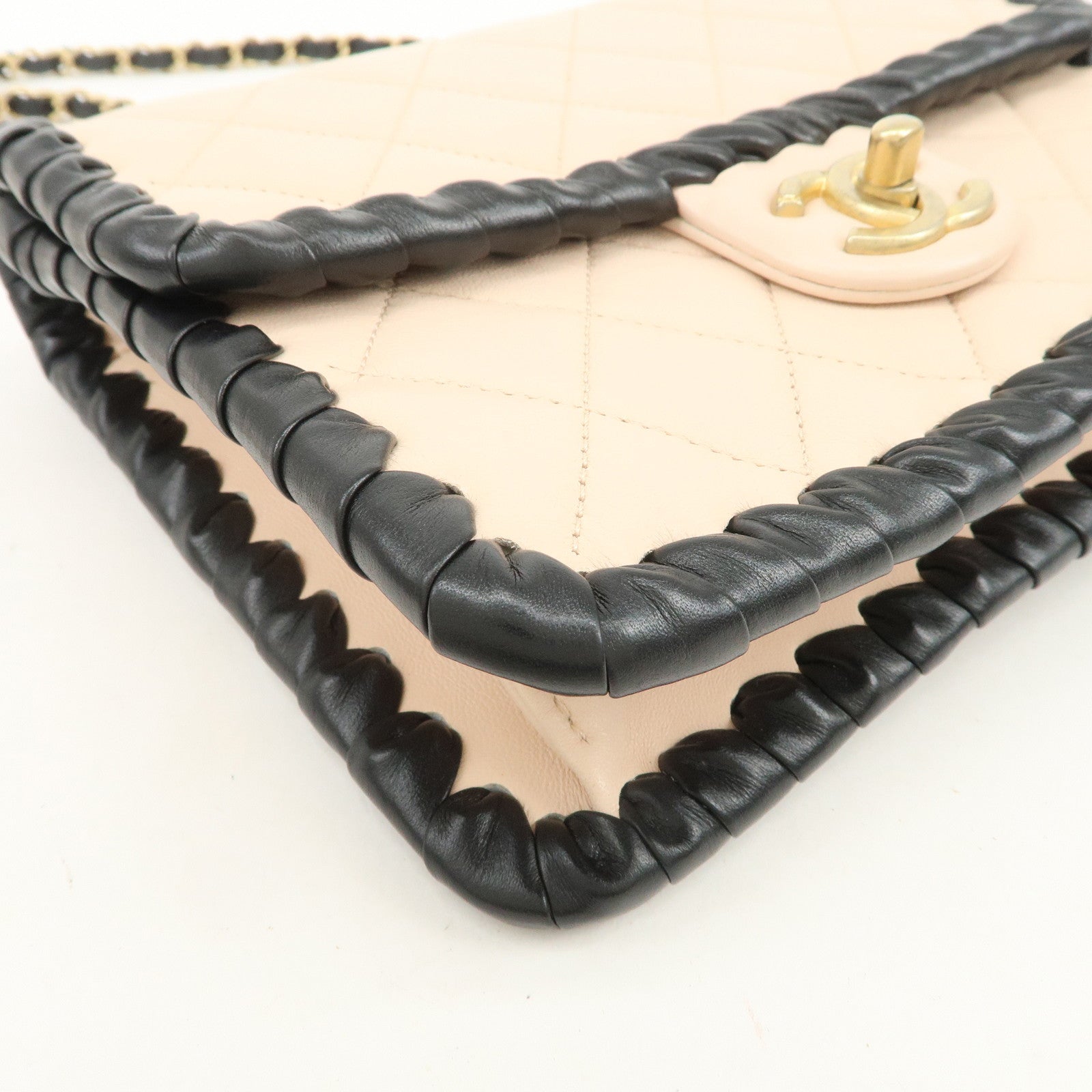 CHANEL Matelasse Mini Flap Lamb Skin Chain Shoulder Bag AS2495