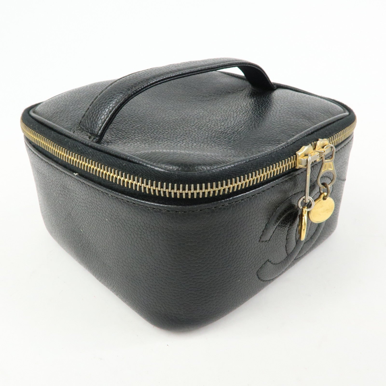 CHANEL COCO Mark Caviarskin Hand Bag Vanity Case Black A01997