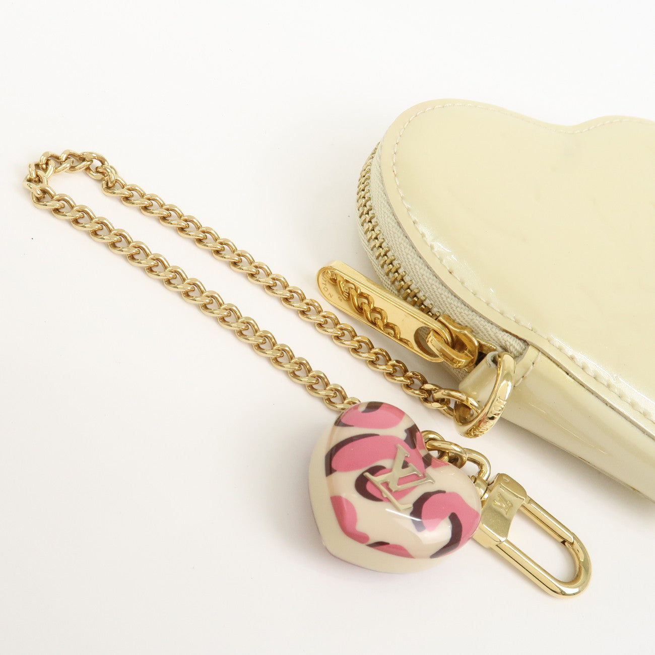 Louis Vuitton Monogram Vernis Porte Monnaie Coeur Ivory M91479
