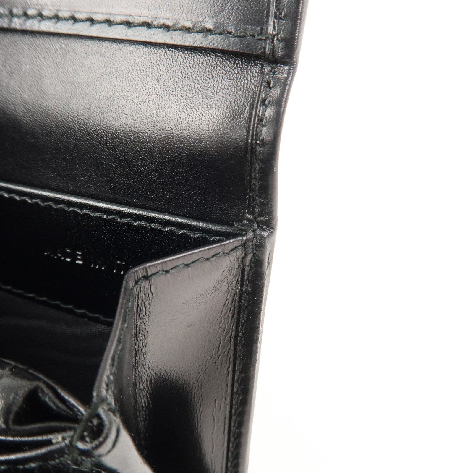 PRADA Logo Leather Compact Wallet Card Case Coin Case Black