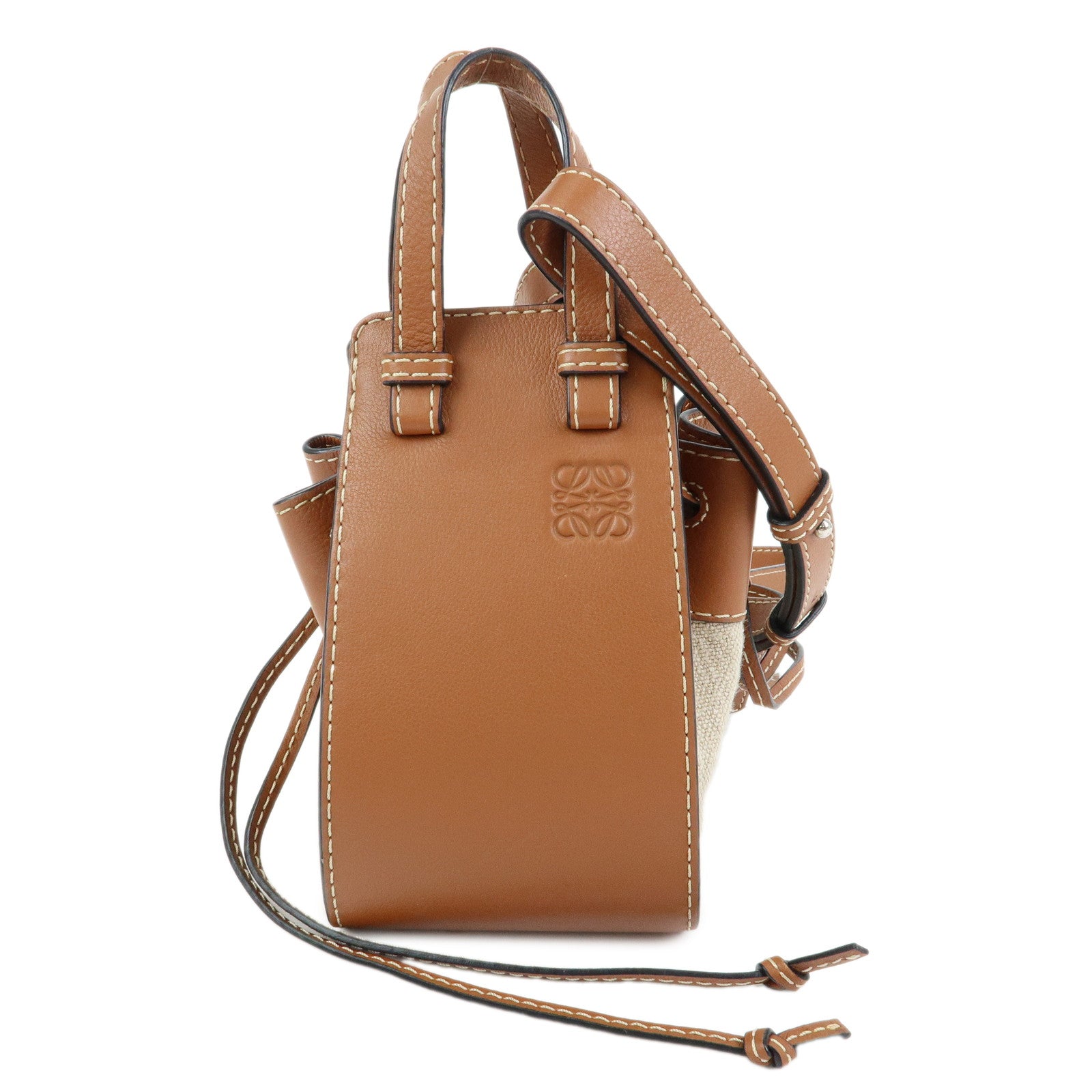 LOEWE Anagram Hammock Cotton Calf Leather Drawstring Mini 2Way Bag