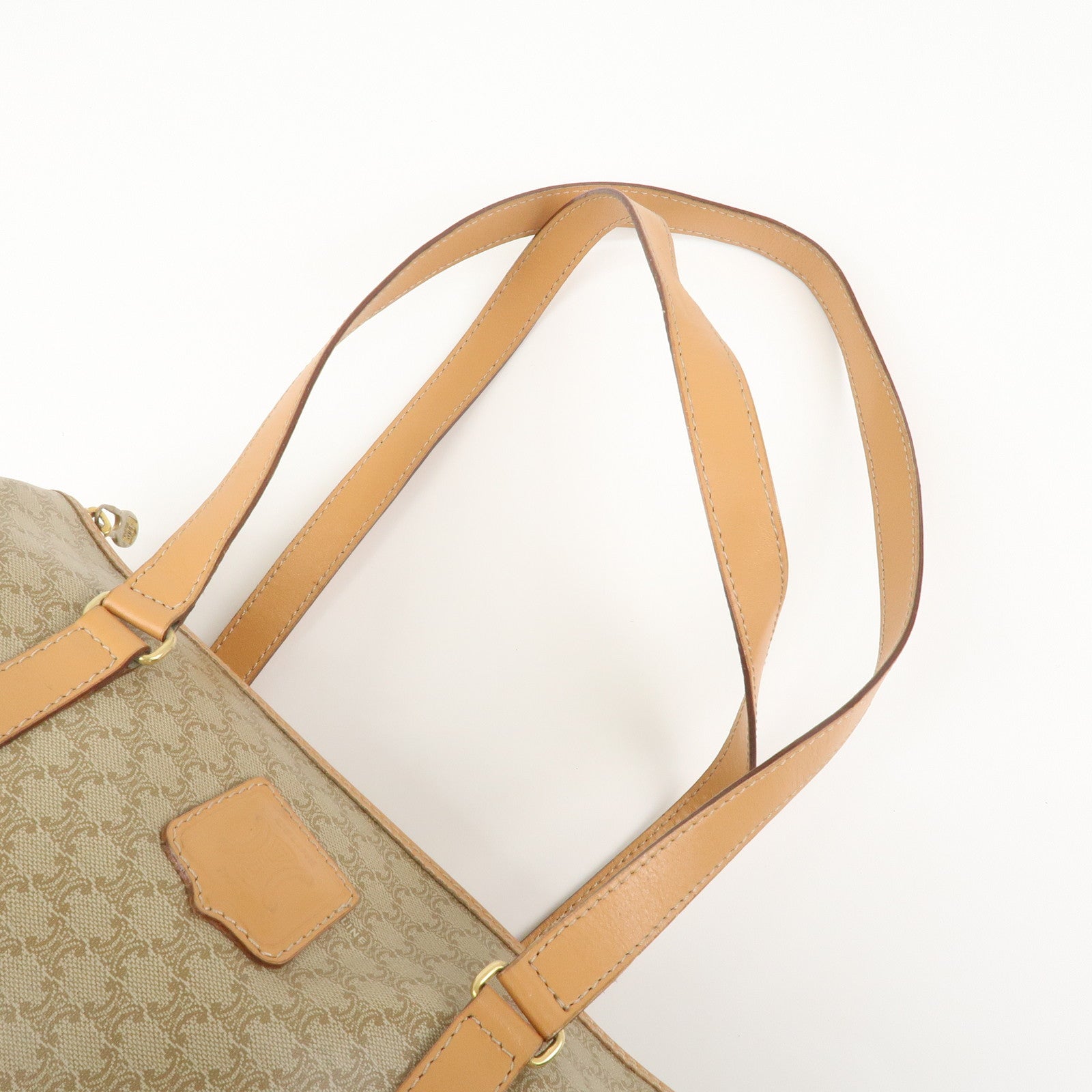 CELINE Macadam PVC Leather Shoulder Bag Hand Bag Beige