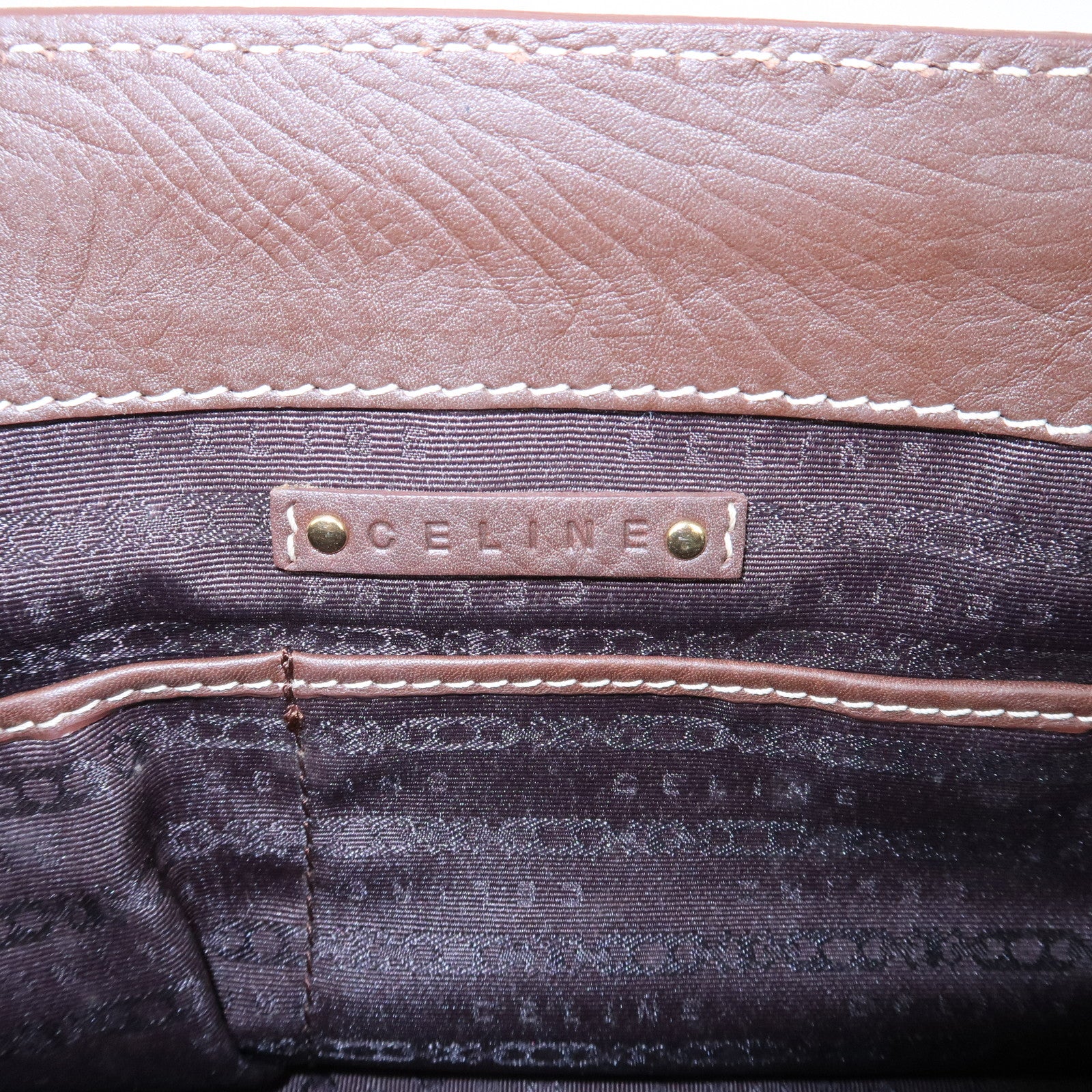 CELINE Leather Boogie Bag Hand Bag Tote Bag Brown Gold HDW