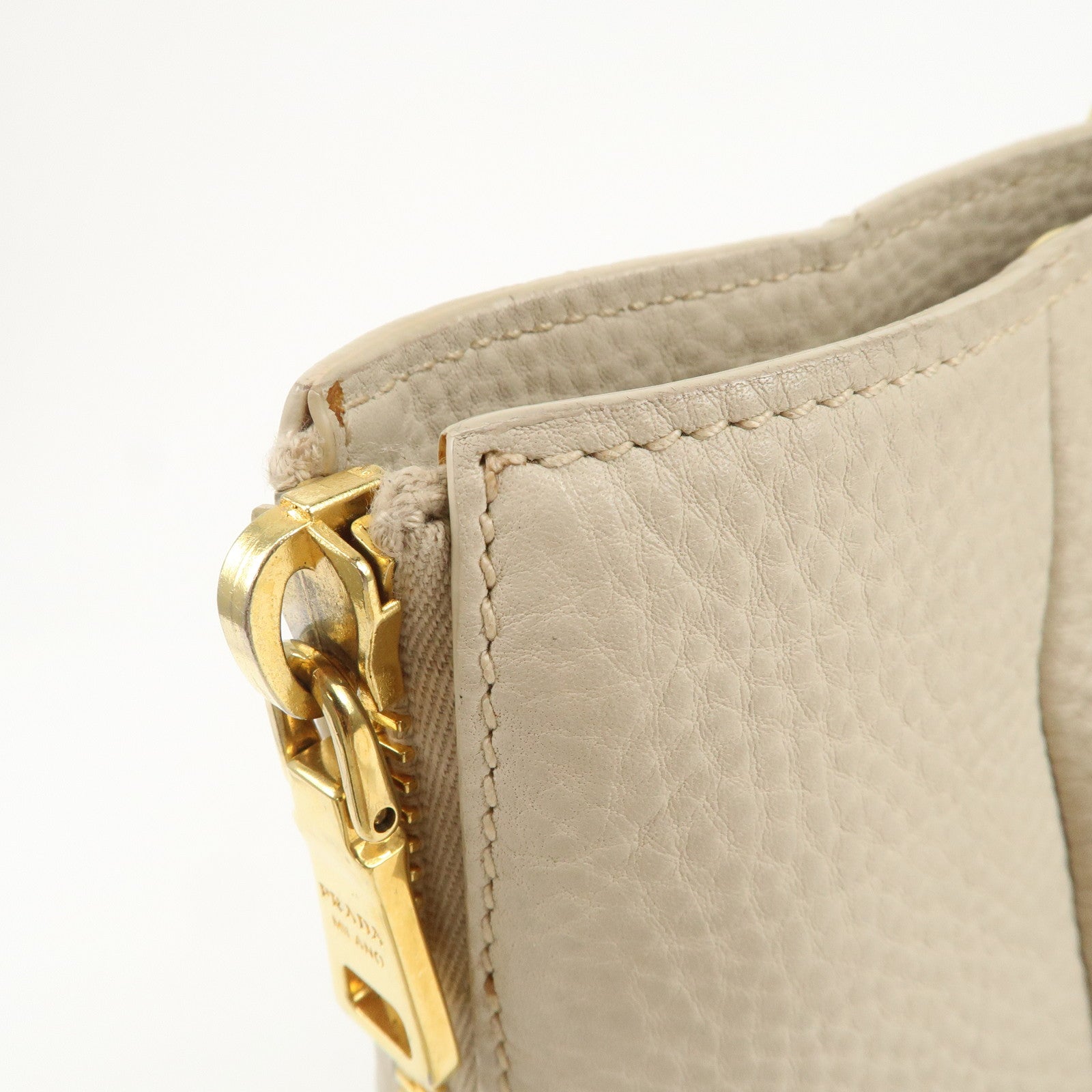 PRADA Logo 2Way Bag Hand Bag Shoulder Bag Ivory