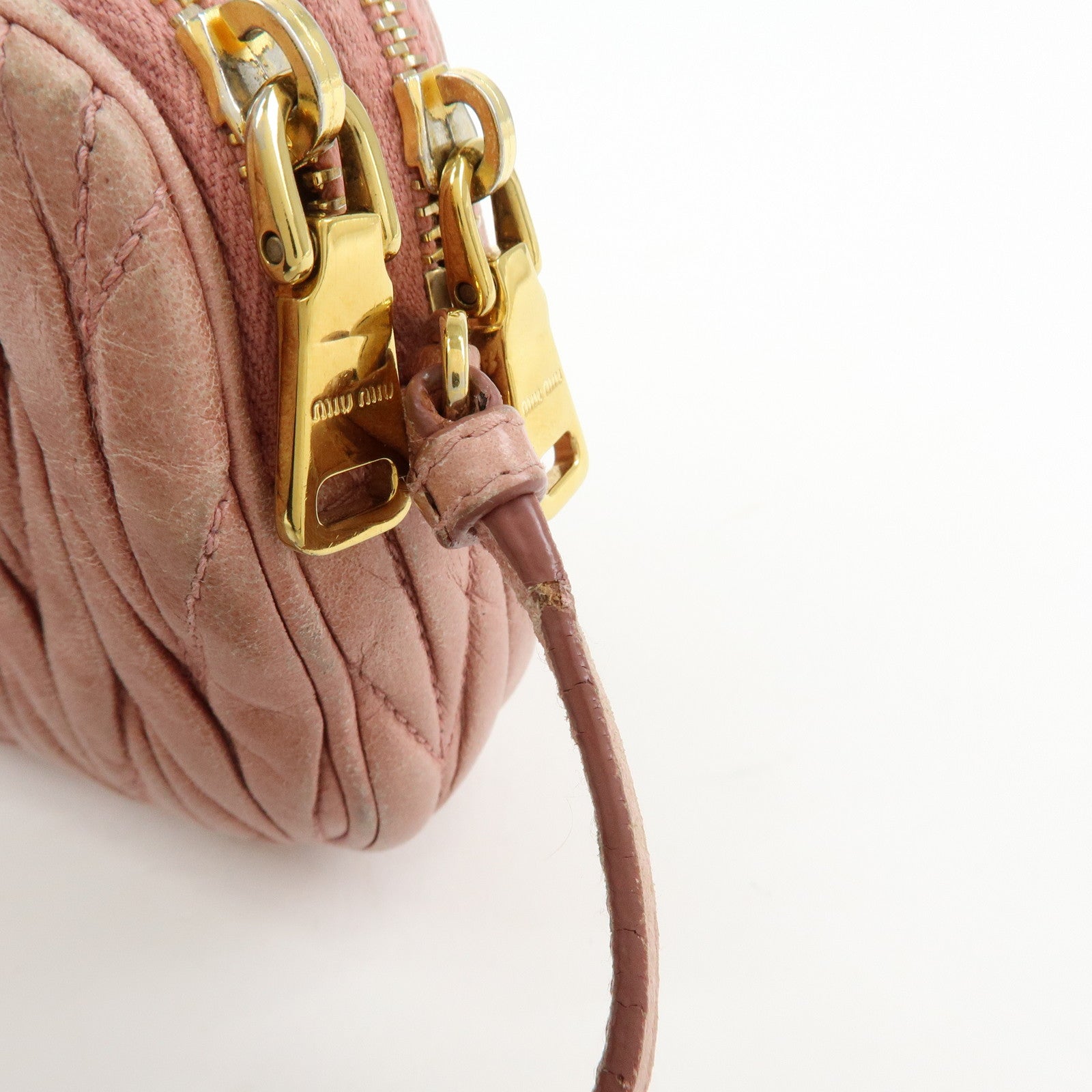 MIU MIU Matelasse Leather Hand Bag Accessory Pouch Pink