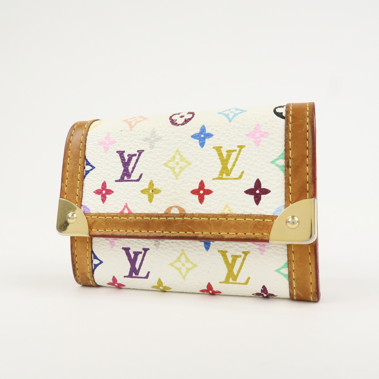 Louis Vuitton Multicolor Porte Monnaie Plat Coin Case Blanc M92657