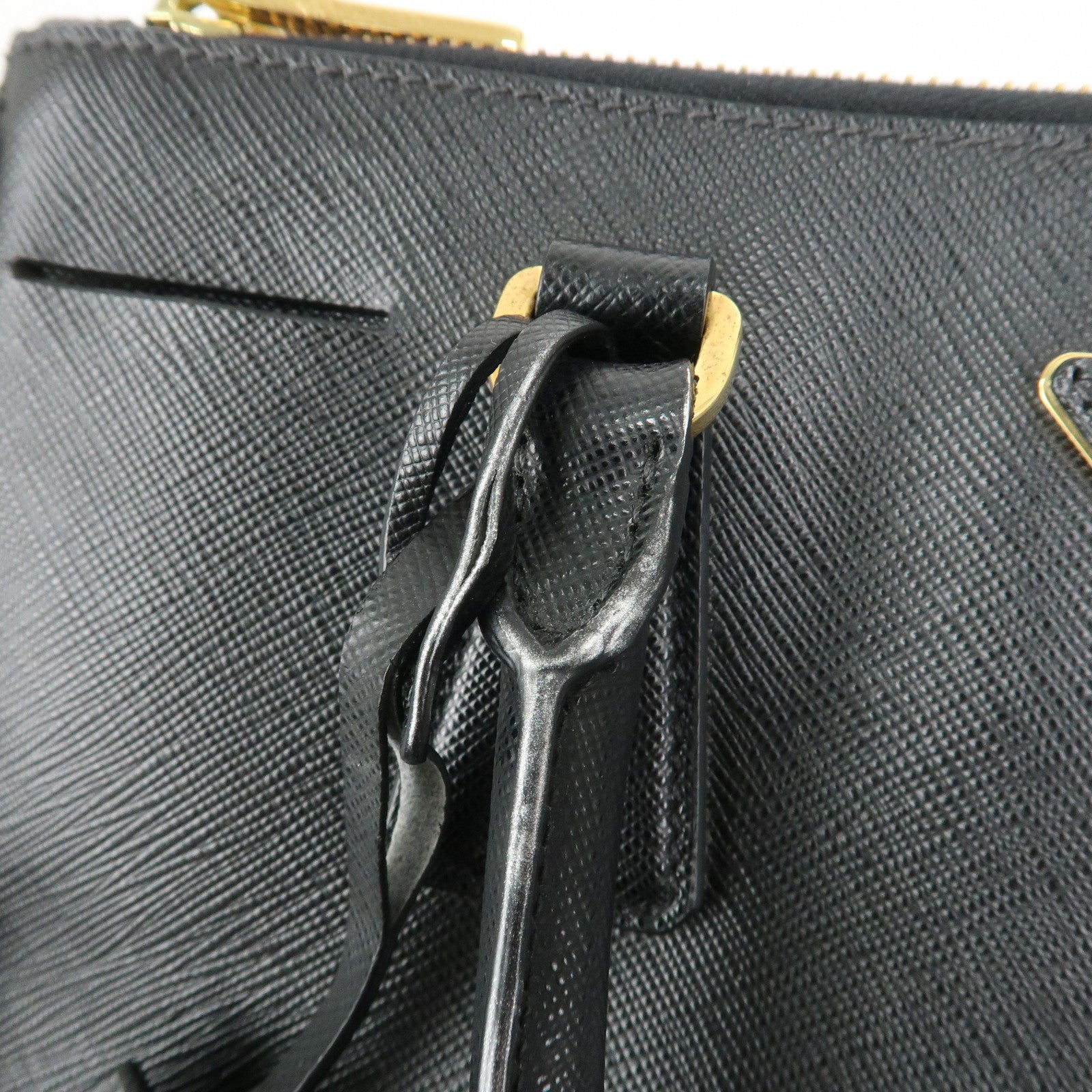 PRADA Triangle Logo Saffiano Leather 2Way Shoulder Bag Black BN2863