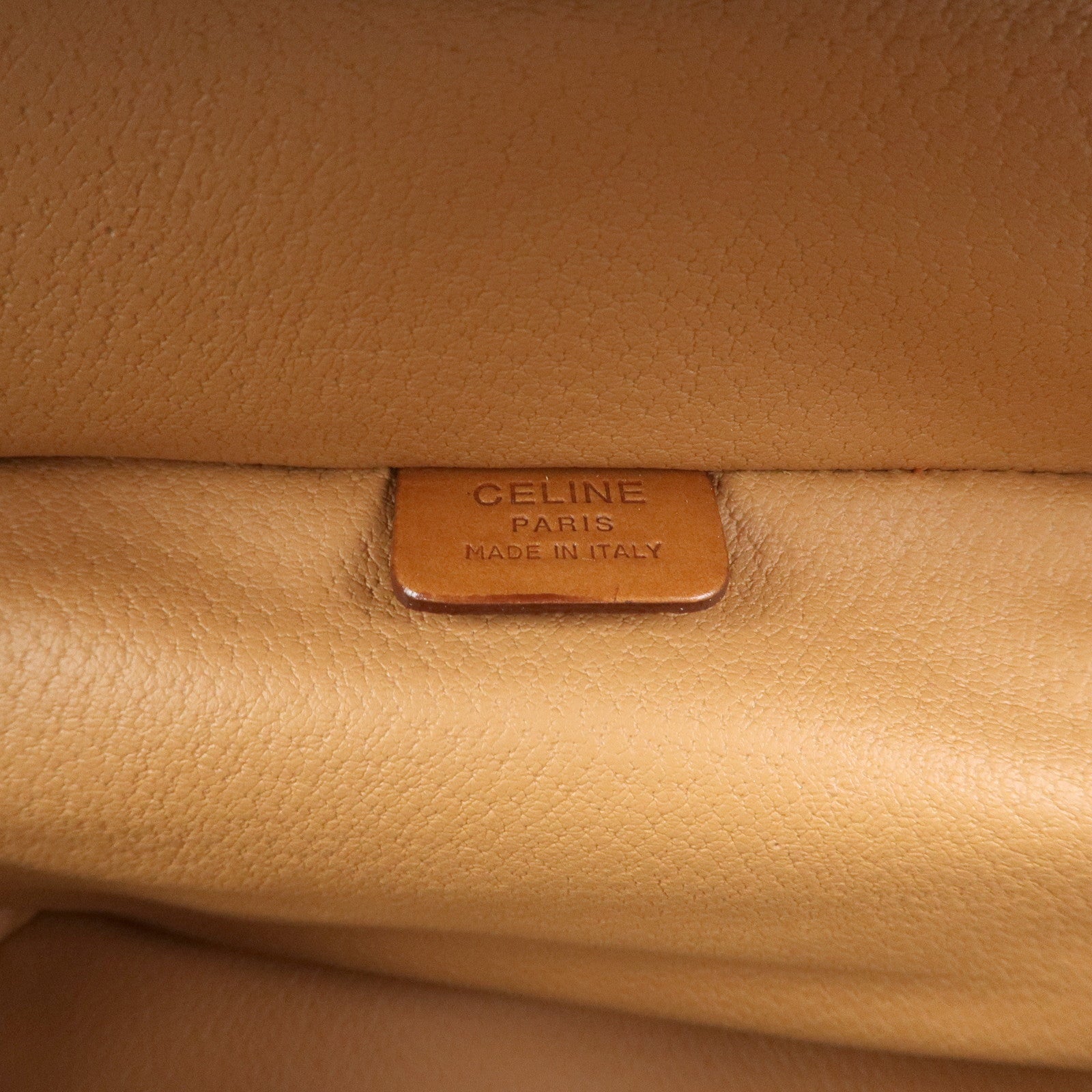 CELINE Macadam PVC Leather Vanity Bag Cosmetic Bag Hand Bag Brown