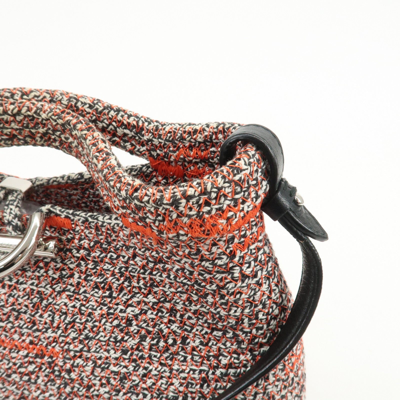 BALENCIAGA Zigzagger Canvas Leather 2Way Hand Bag Orange Black