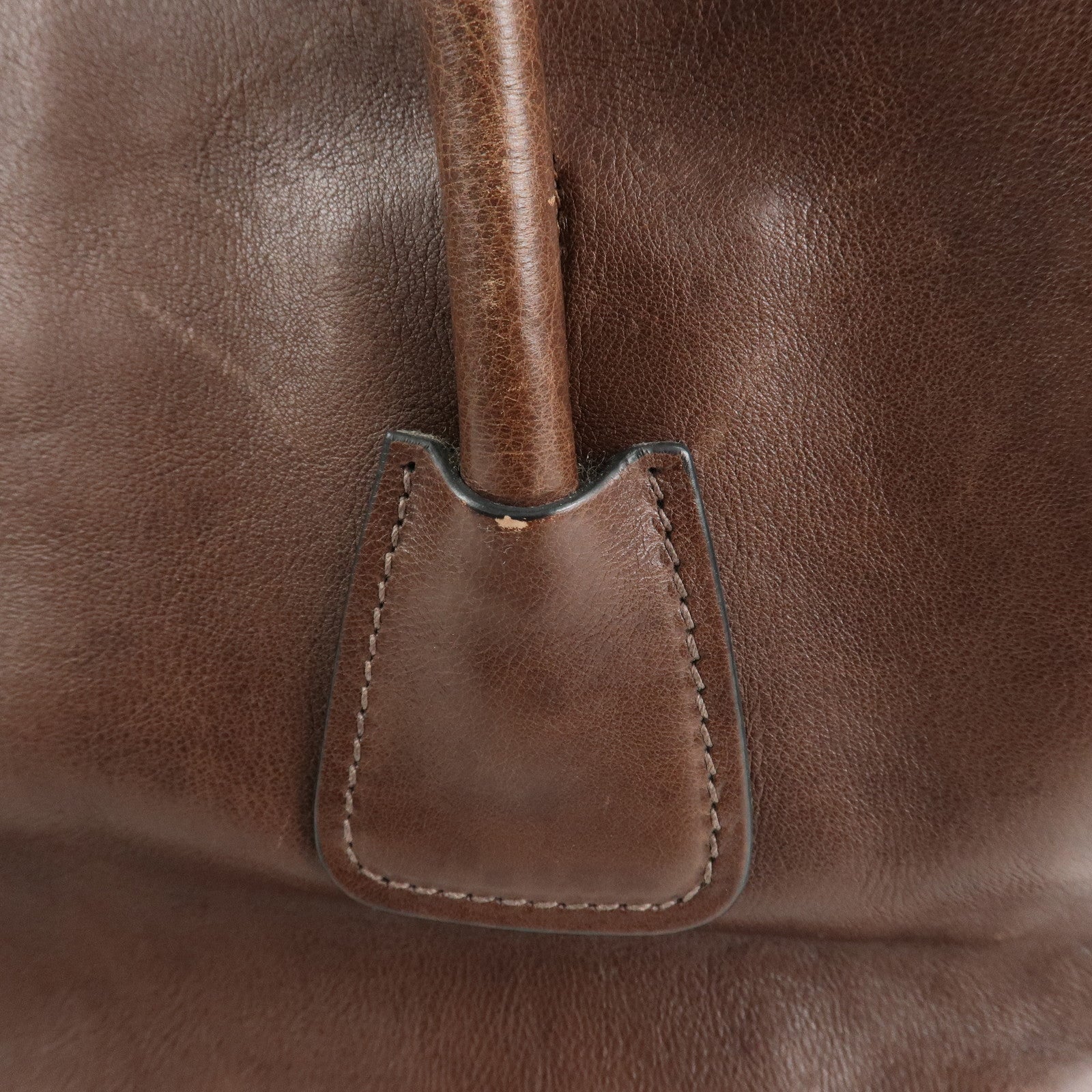 PRADA Triangle Logo Leather 2way Hand Bag Shoulder Bag Brown BN2619 Used