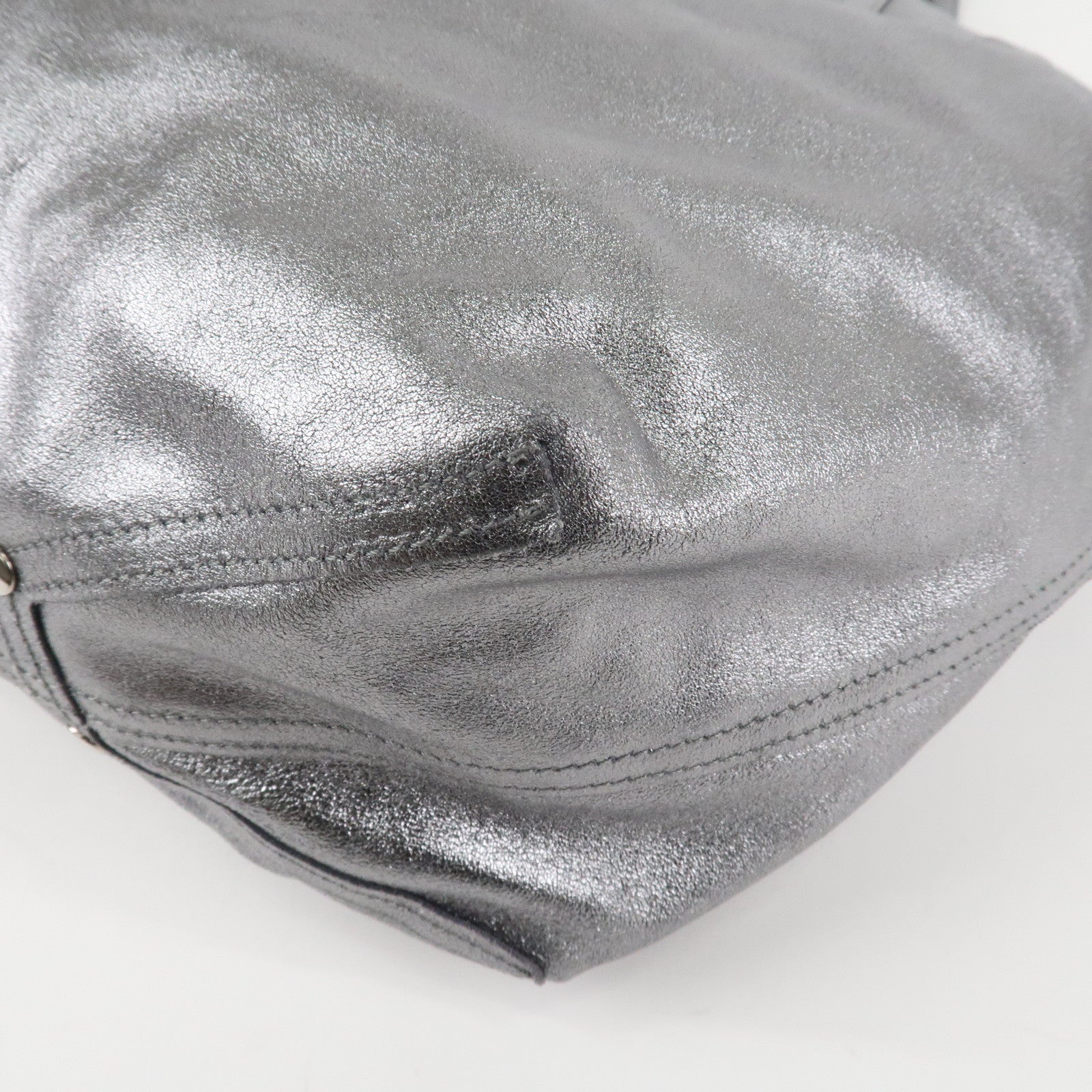 Tiffany&Co. Leather Reversible Tote Bag Sliver Used
