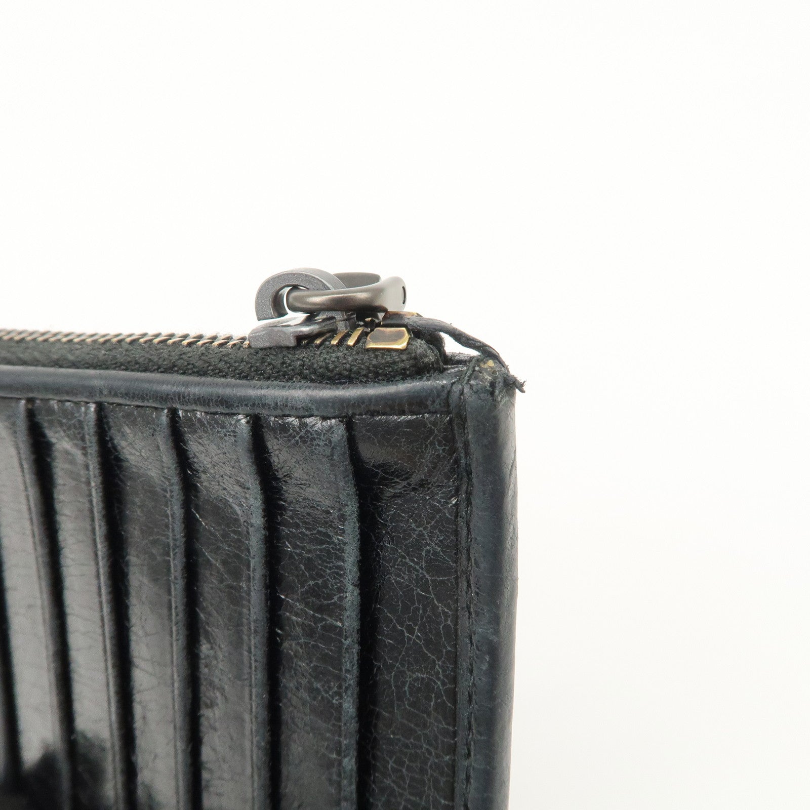 MIU MIU Matelasse Leather Card Case Black 5MB006 Used