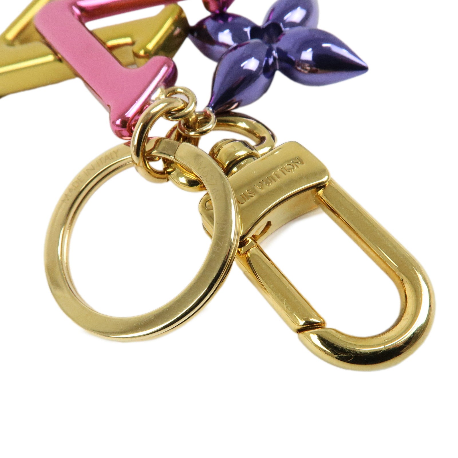 Louis Vuitton Porte Cles LV New Wave Bag Charm Gold Pink M63749