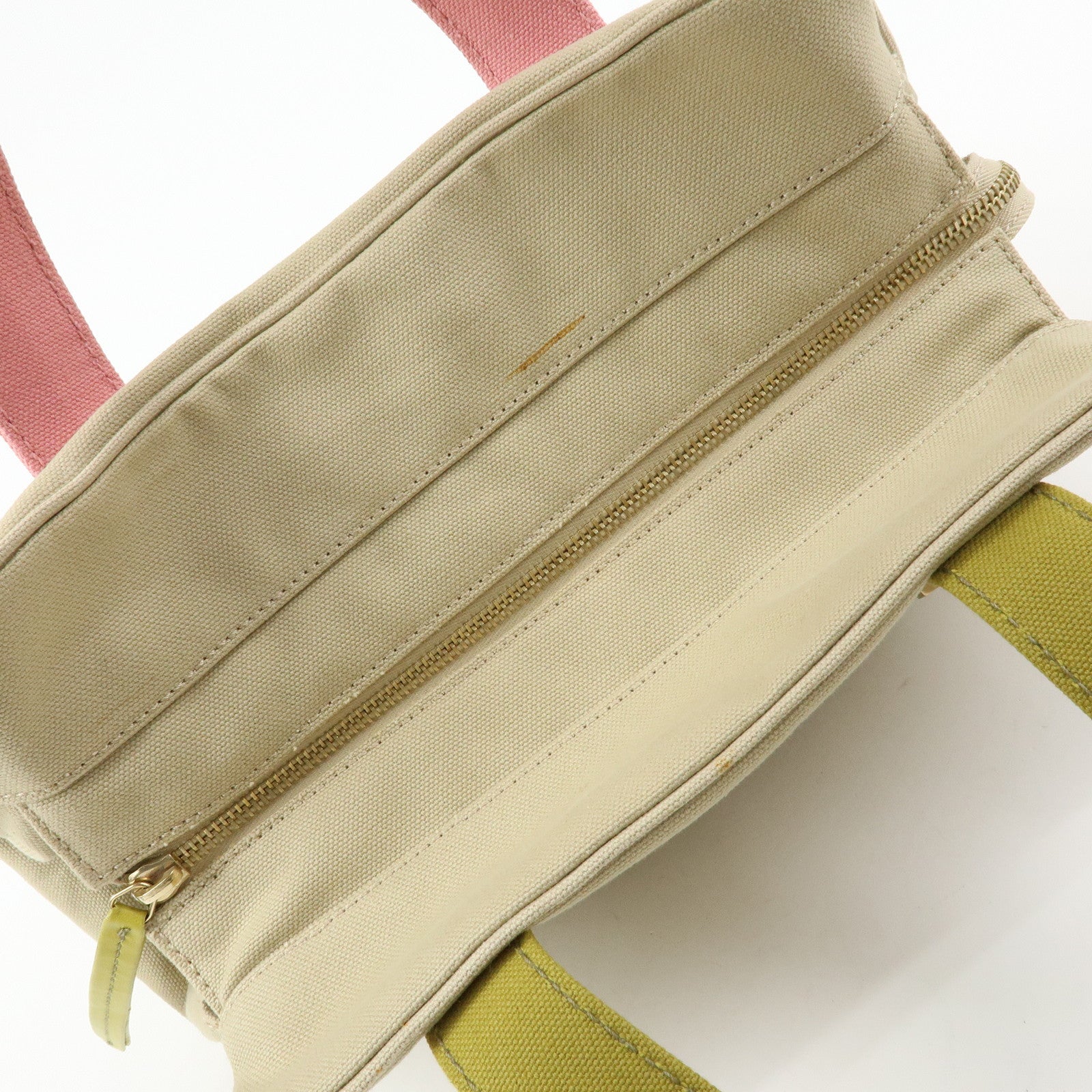 CHANEL Marshmello COCO Mark Canvas Hand Bag Beige Light Green Pink