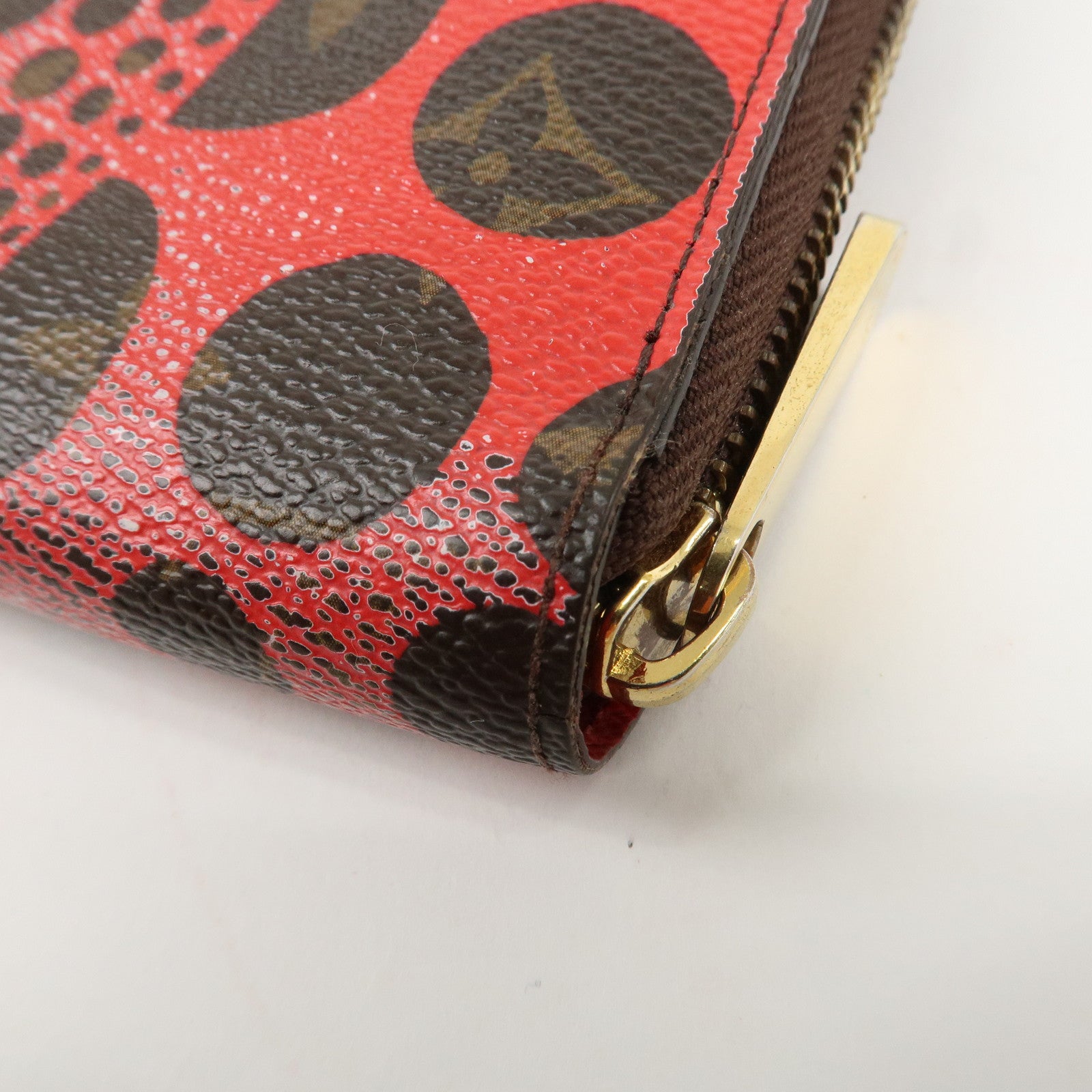 Louis Vuitton Monogram Kusama Pumpkin Dots Zippy Wallet M60450 Used