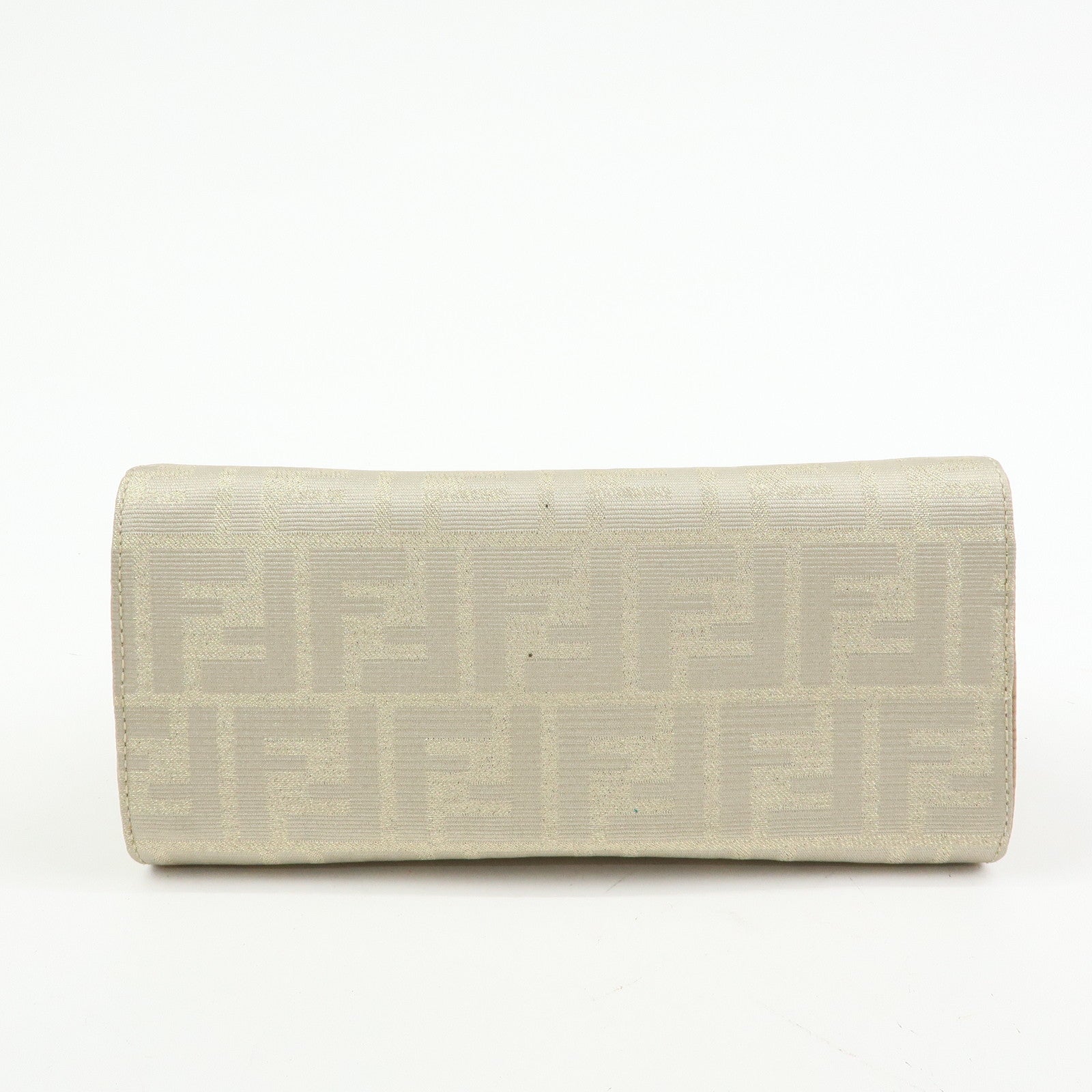 FENDI Zucca Canvas Leather Shoulder Bag Beige