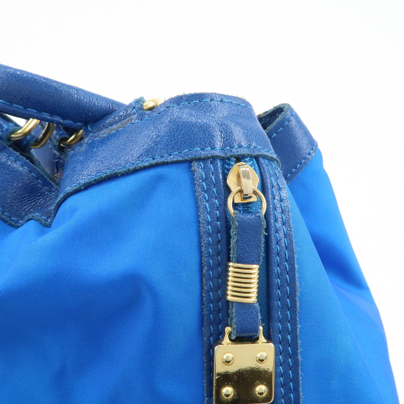 LOEWE Anagram Logo Nylon Leather Backpack Rucksack Blue