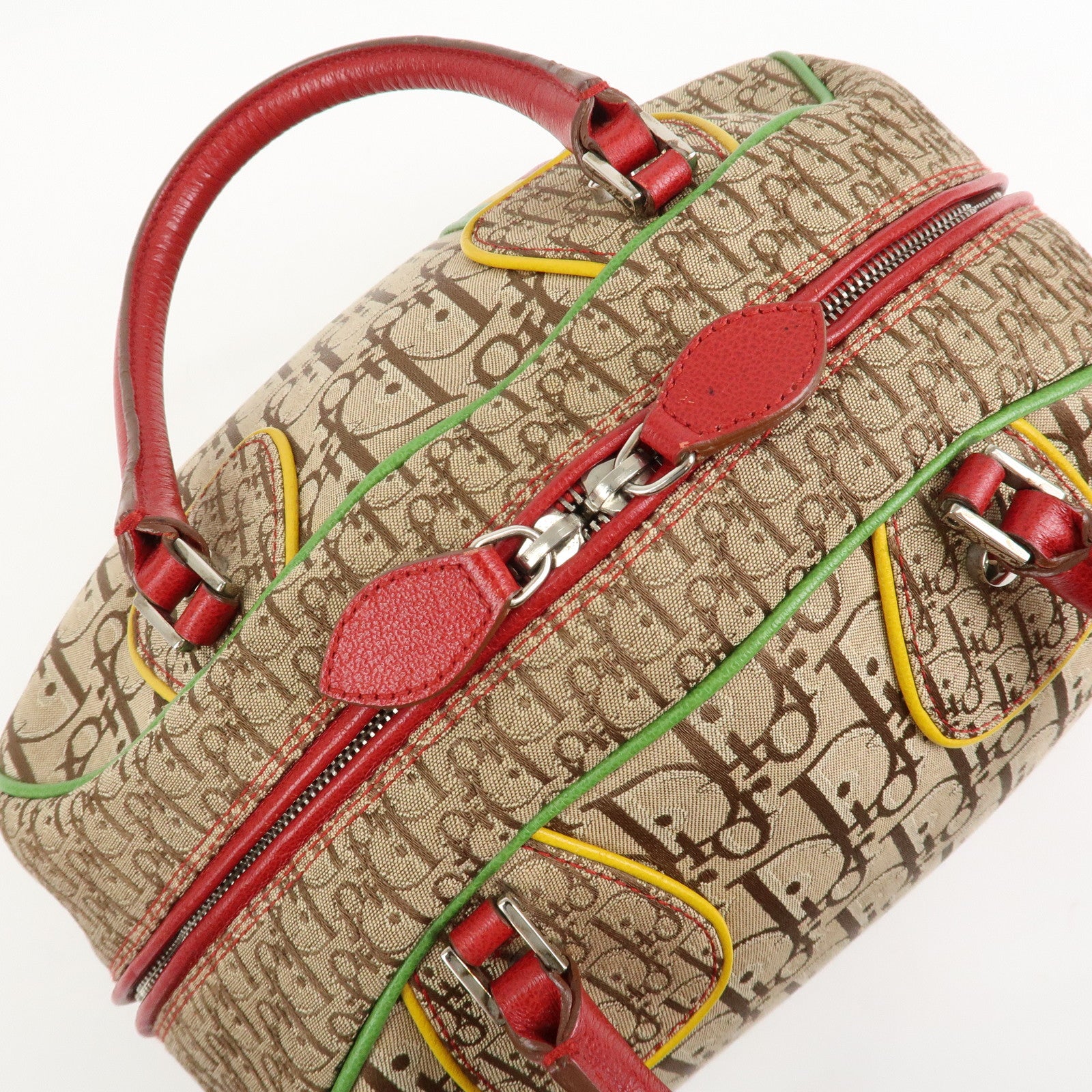 Christian Dior Rasta Trotter Canvas Boston Bag Beige 08RU0064 Used