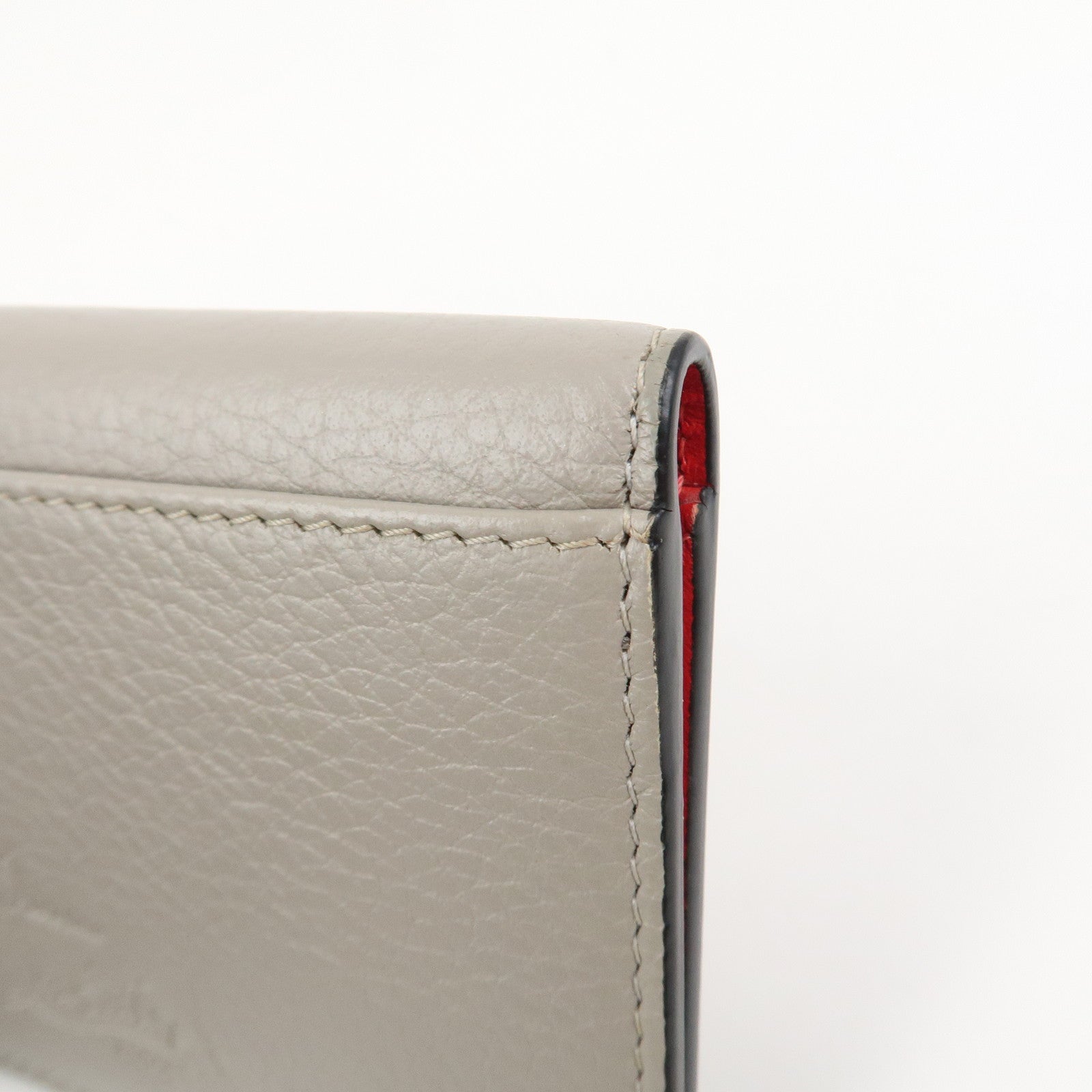 Christian Louboutin Leather Card Case Card Holder Studs Gray