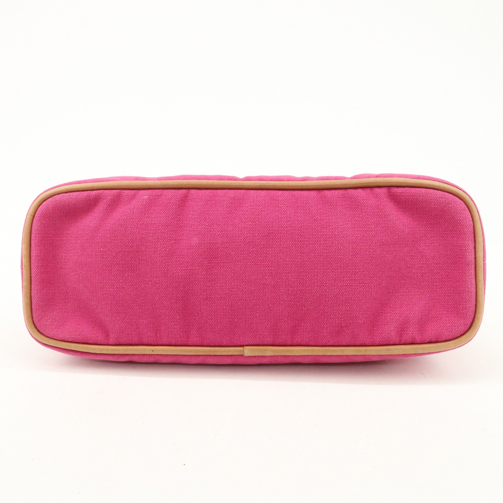 HERMES Leather Canvas Bolide Pouch Cosmetic Pouch MM Pink Used