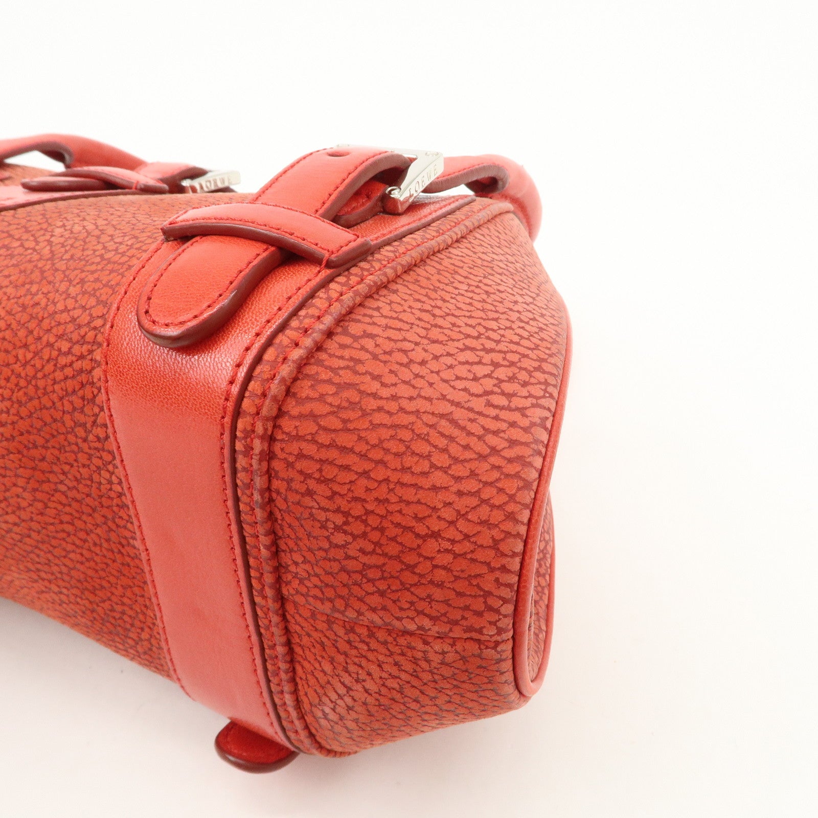 LOEWE Logo Senda Leather Shoulder Bag Hand Bag Red