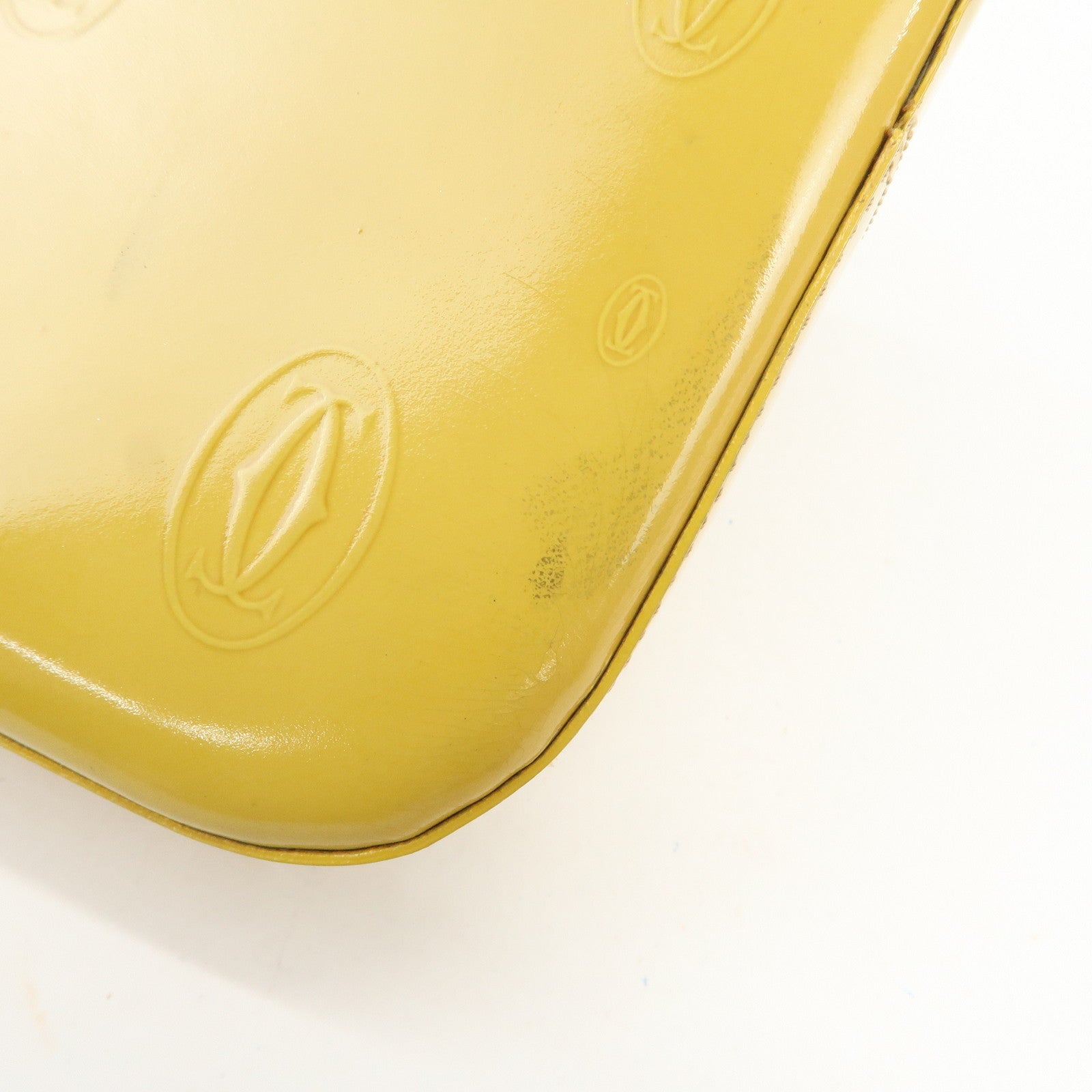 Cartier Happy Birthday Patent Leather Shoulder Bag Hand Bag Yellow