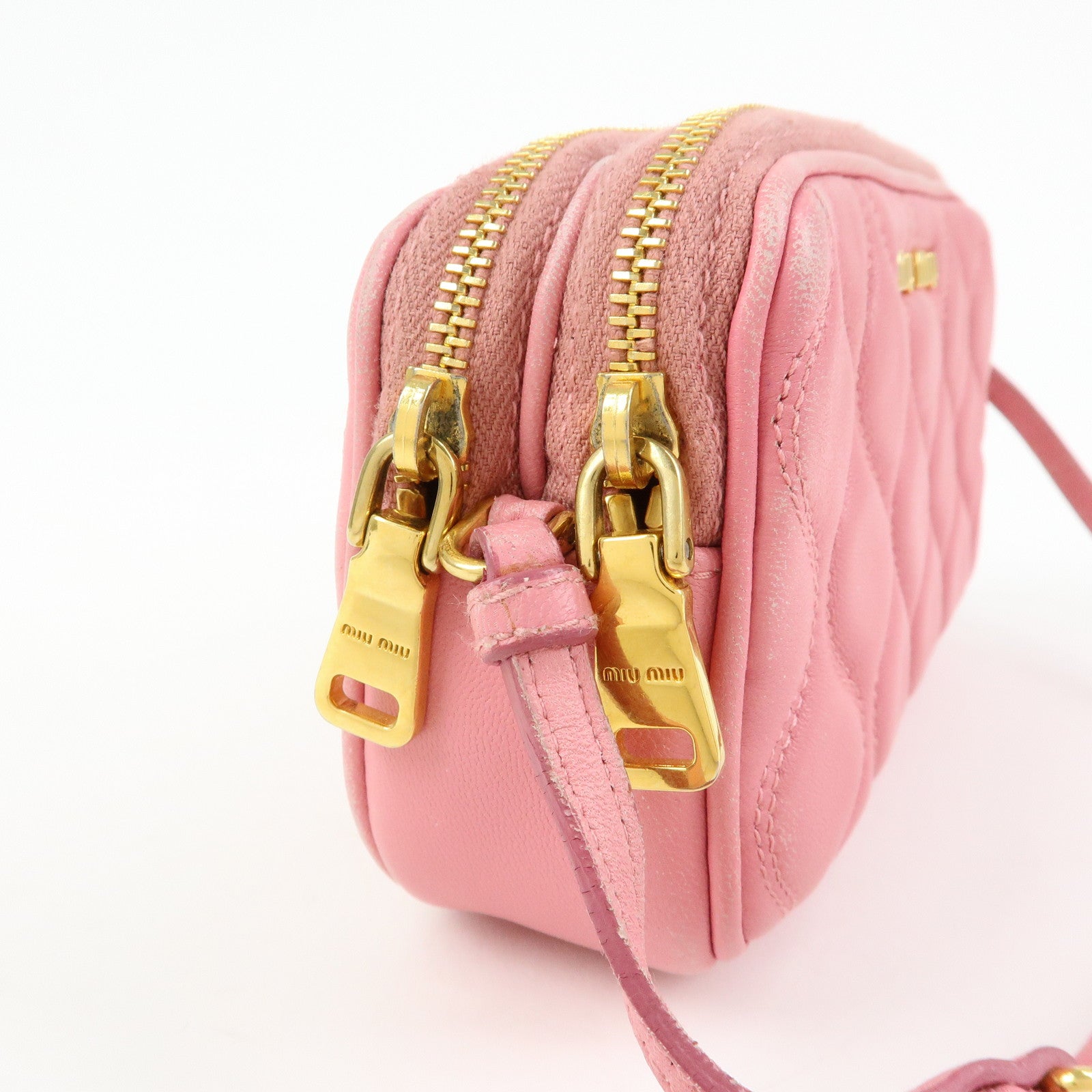 MIU MIU Nappa Leather Hand Bag Accessory Pouch Pink