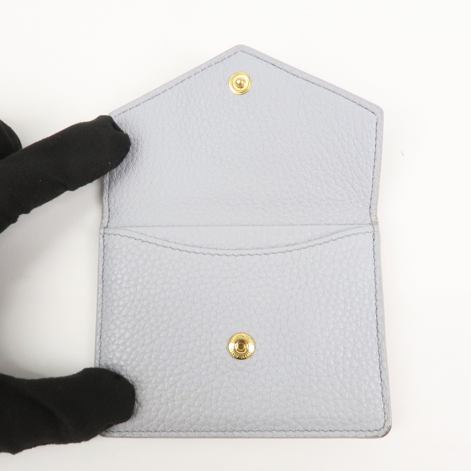 MIU MIU Vitello Daino Leather Card Case Light Blue 5MF031