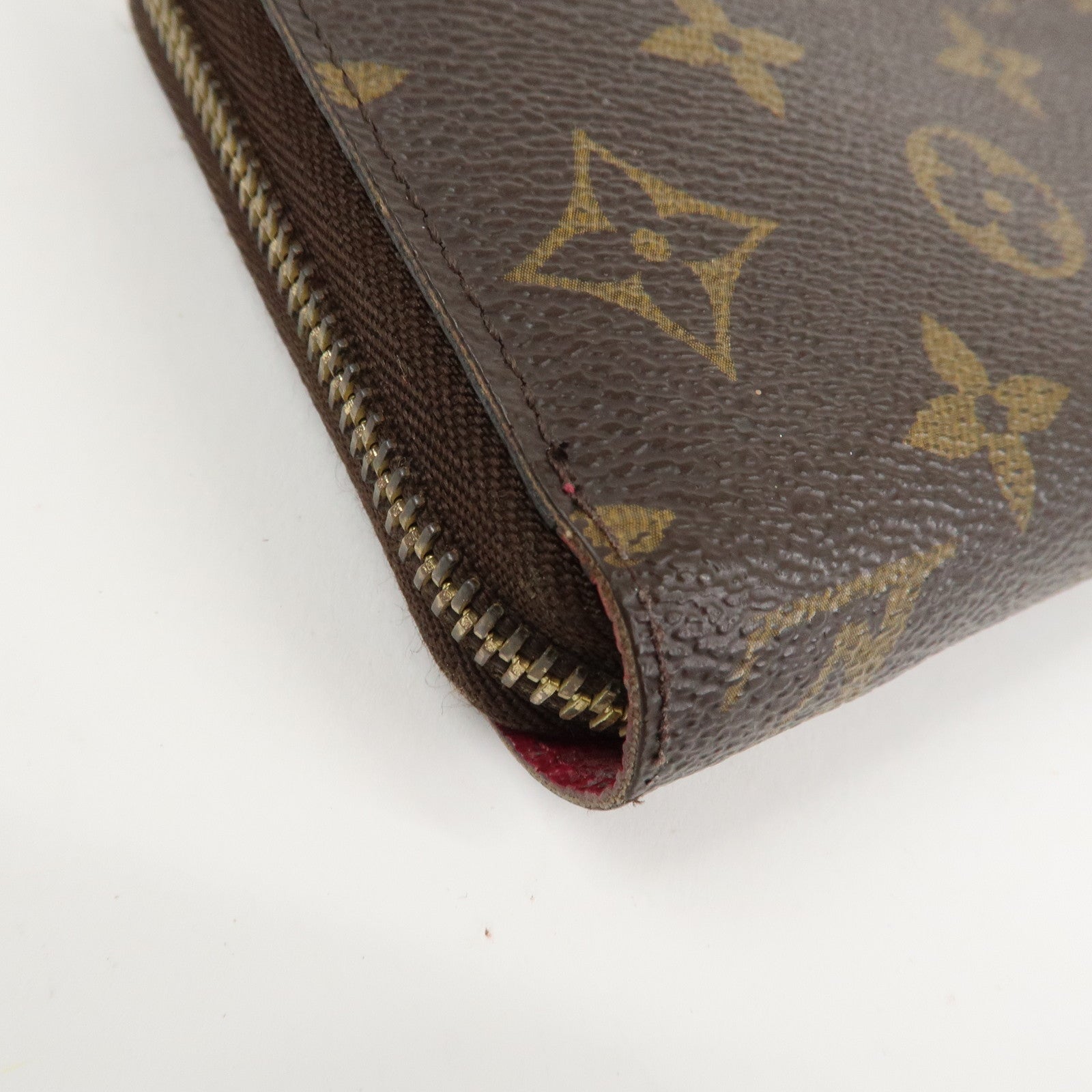 Louis Vuitton Monogram Zippy Long Wallet Brown Fuchsia M41895 Used
