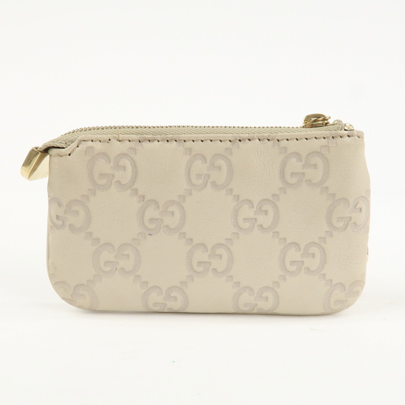 GUCCI Guccissima Leather Coin Case Key Case Ivory 233183 Used
