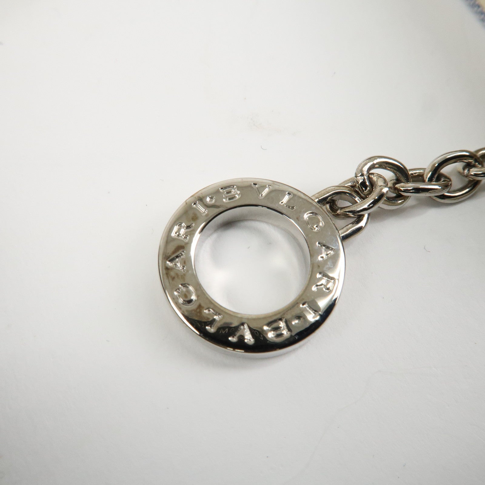 BVLGARI Logo Mania Leather Canvas Shoulder Bag Ivory Light Blue Used