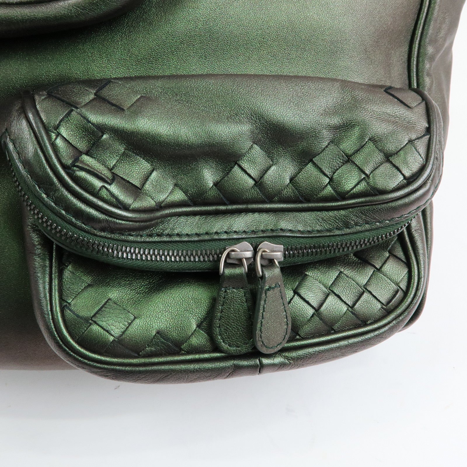 BOTTEGA VENETA Intrecciato Leather Tote Bag Hand Bag Metalic Green