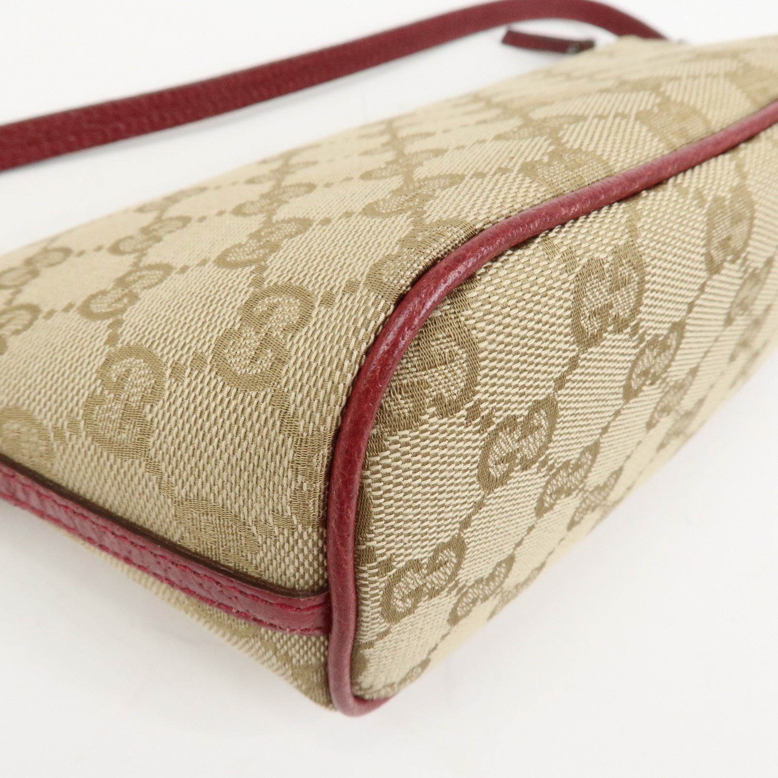 GUCCI Boat Bag GG Canvas Leather Hand Bag Light Brown 07198