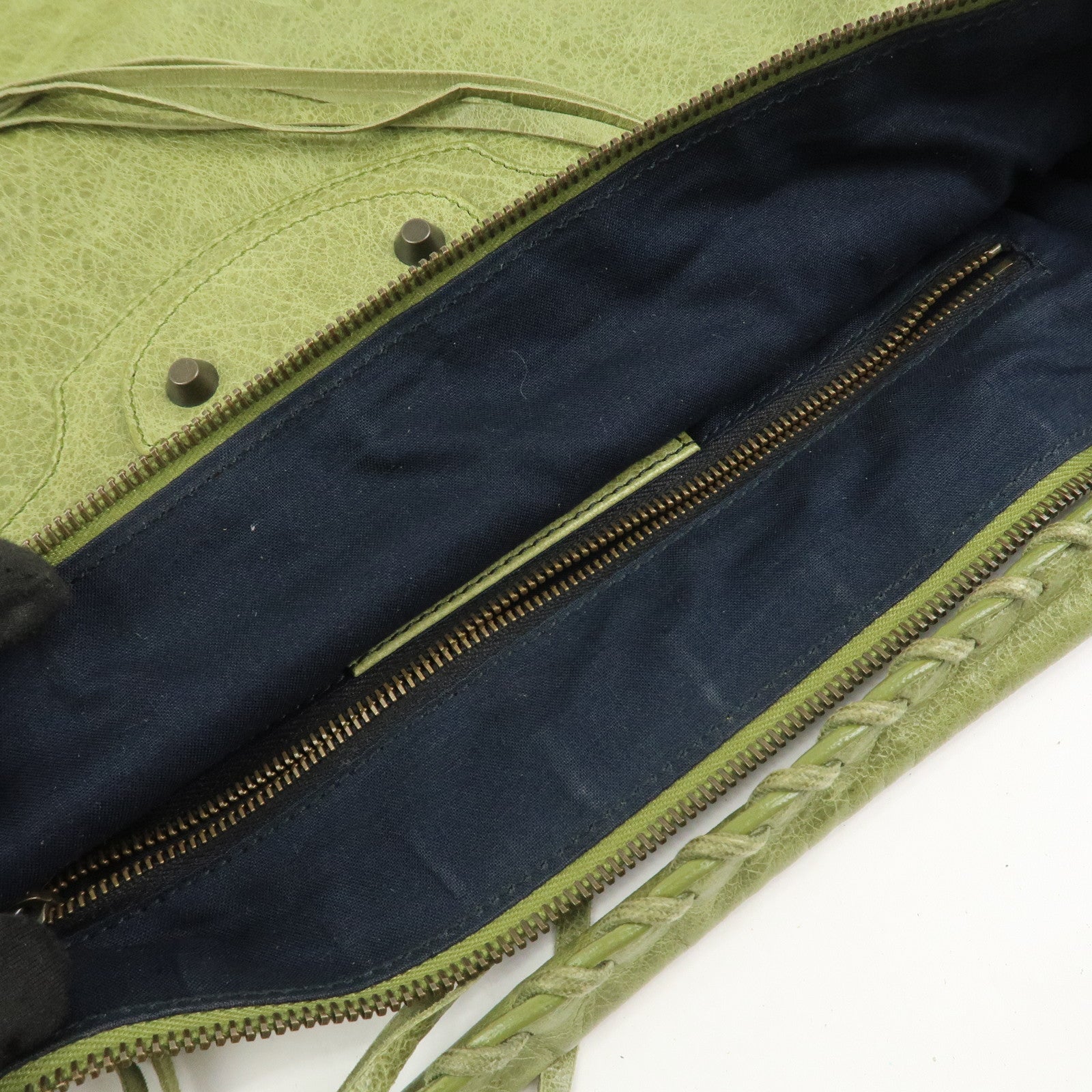 BALENCIAGA Leather The Day Shoulder Bag Green 140442