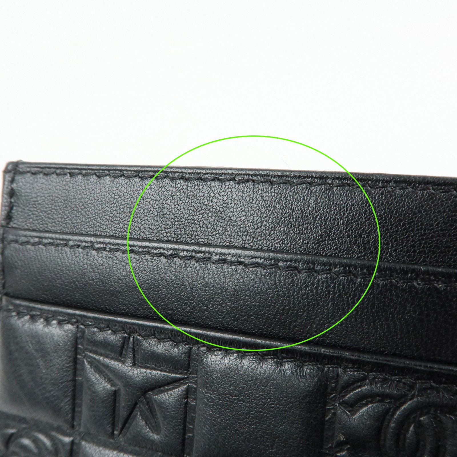 CHANEL Icon Line Lamb Skin Card Case Fragment Case Black A24211