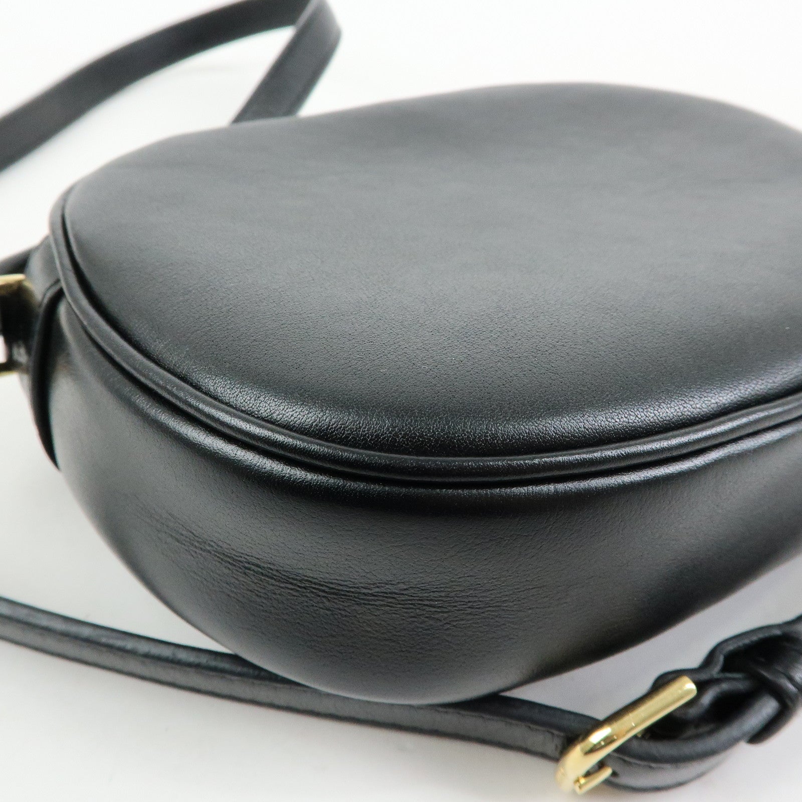 CELINE C Charm Leather Shoulder Bag Crossbody Bag Camera Bag Black