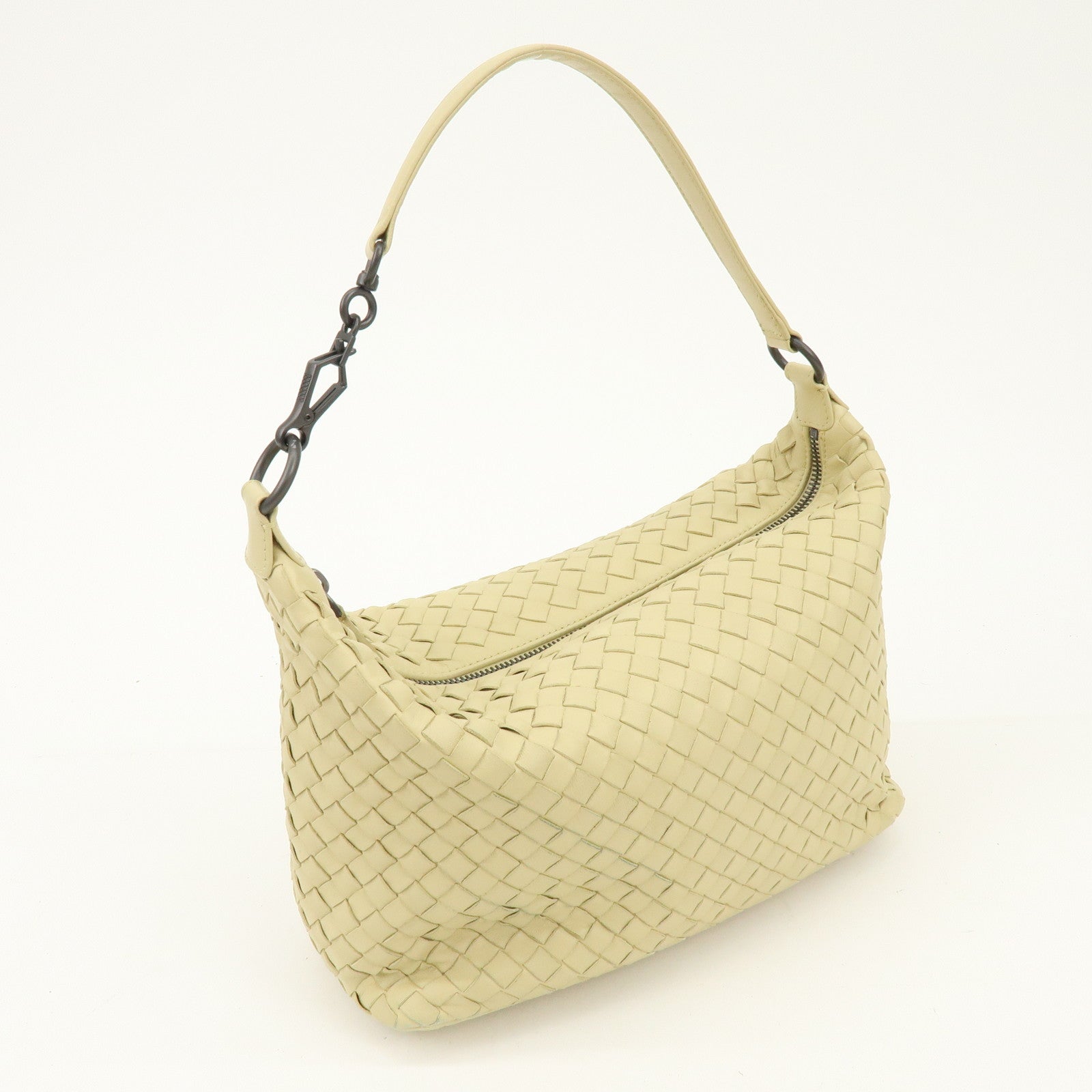 BOTTEGA VENETA Hobo Intrecciato Leather Shoulder Bag Beige 239988