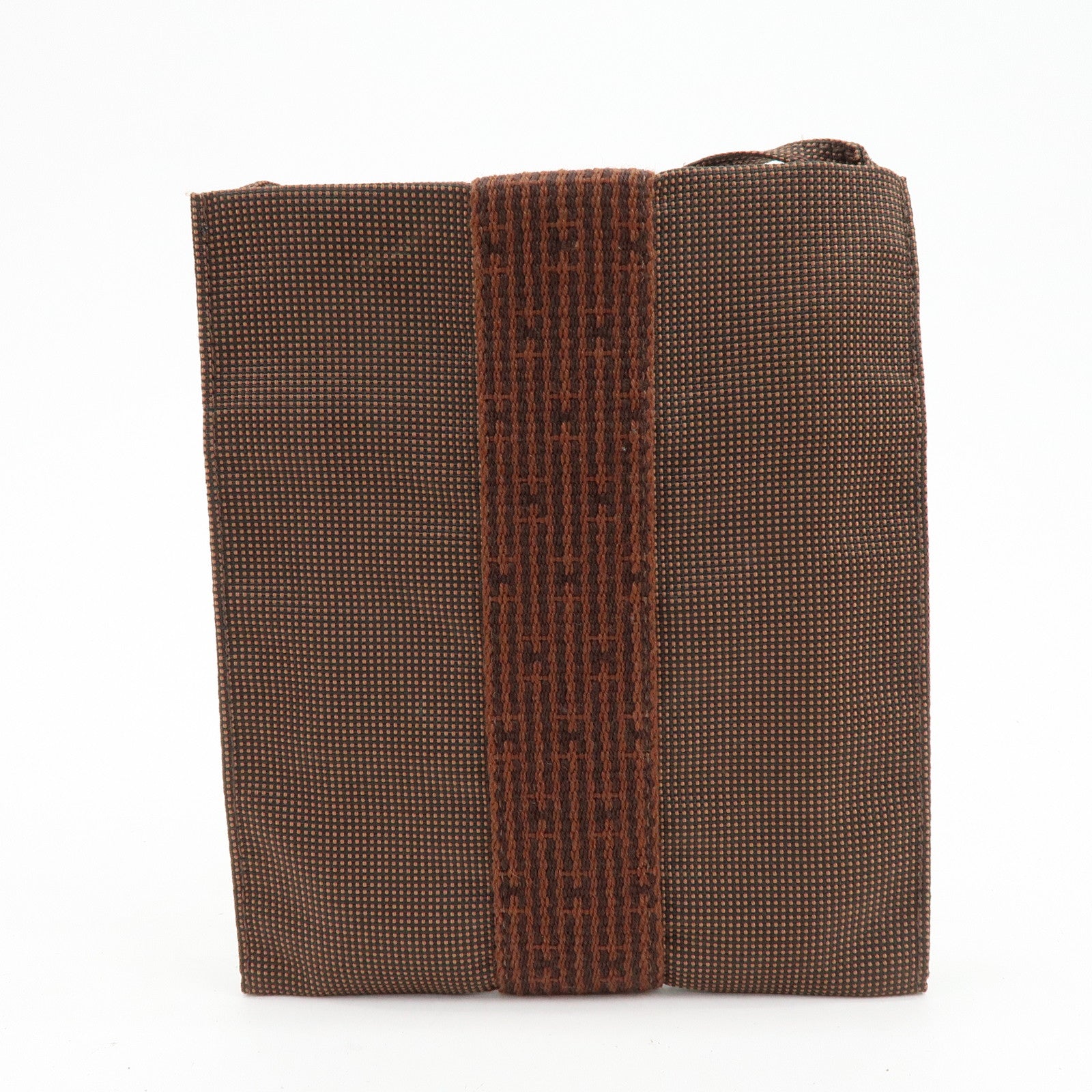 HERMES Herline Canvas Shoulder Bag Crossbody Bag Brown