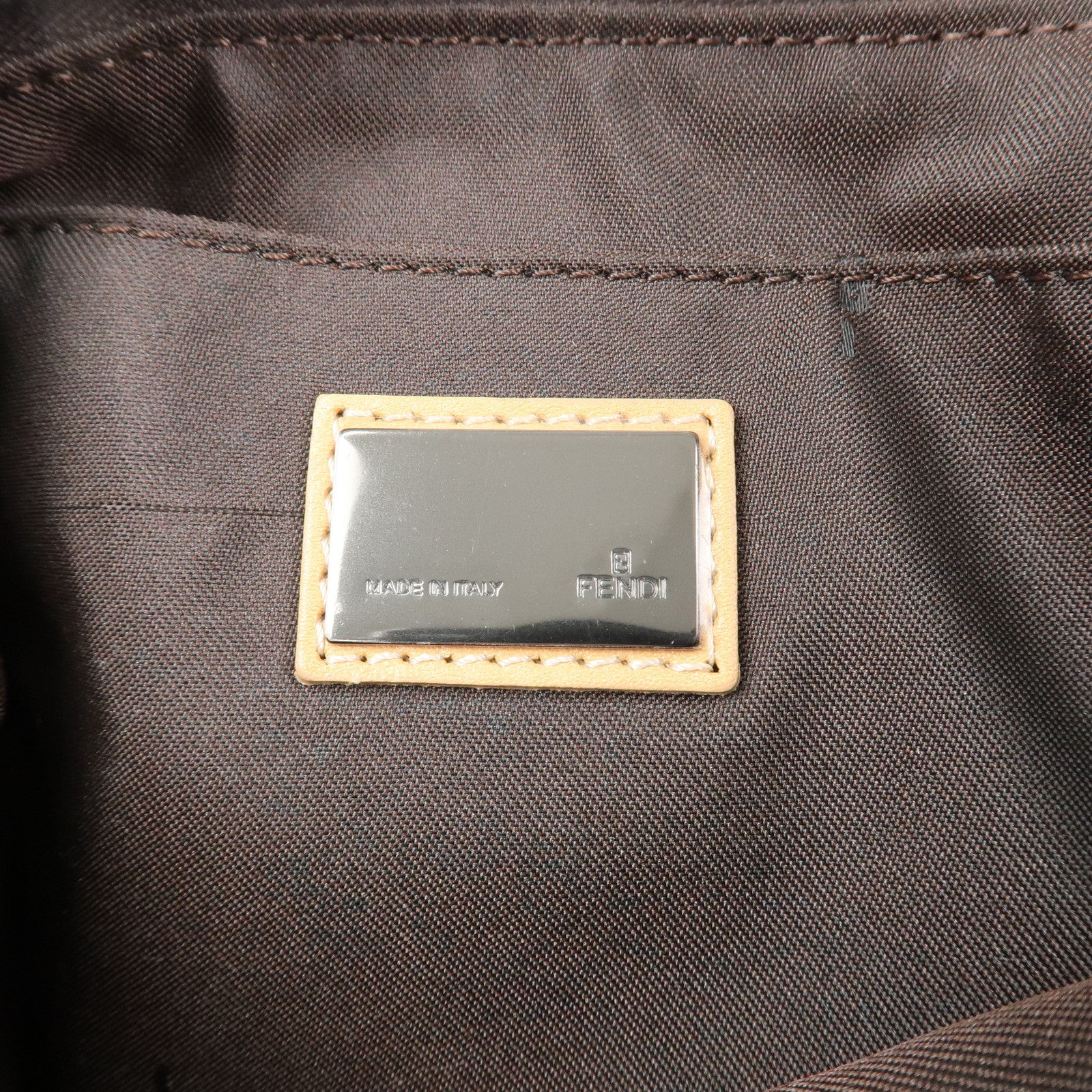 FENDI Zucchino Canvas Leather Shoulder Bag Hand Bag Brown 8BR156