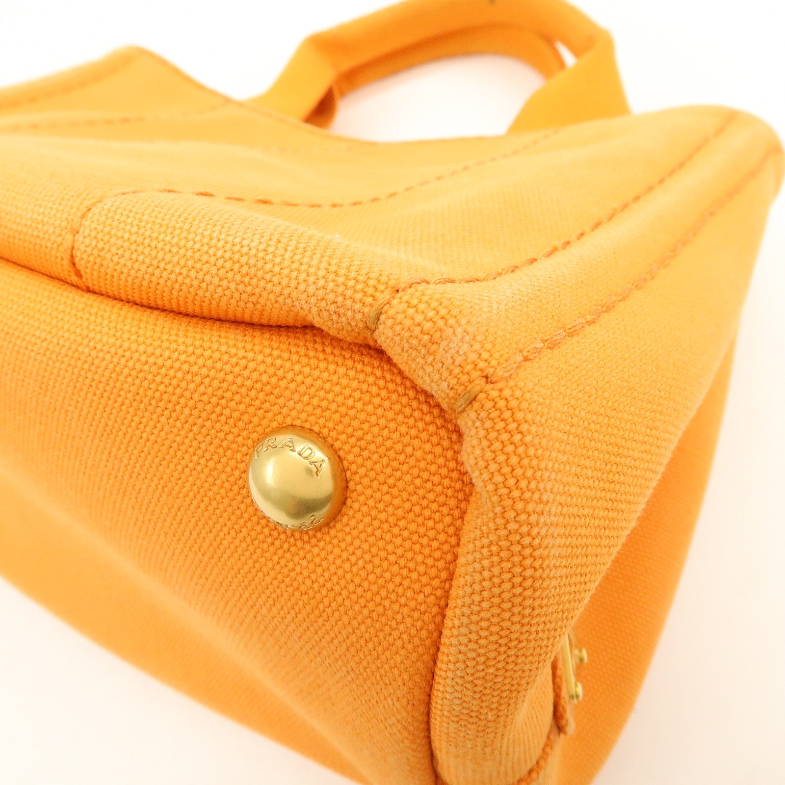 PRADA Canapa Mini Canvas Tote Bag Hand Bag BN2439 Orange