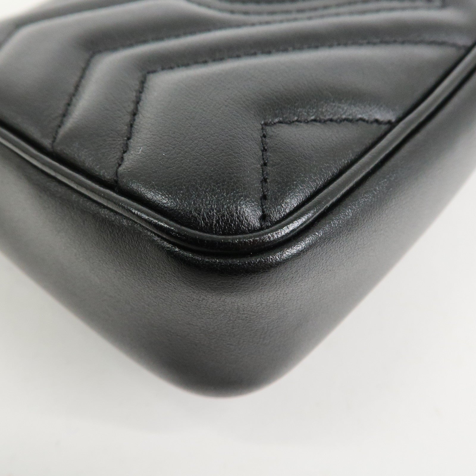 GUCCI GG Marmont Leather Chain Shoulder Bag Black 476433