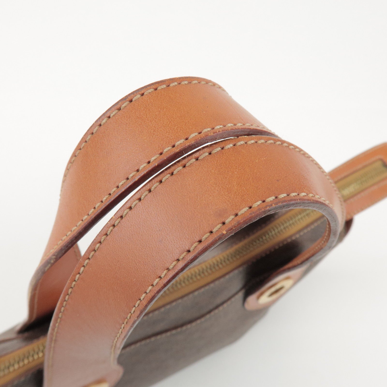 CELINE Macadam PVC Coated Canvas Leather Hand Bag Tote Bag Brown