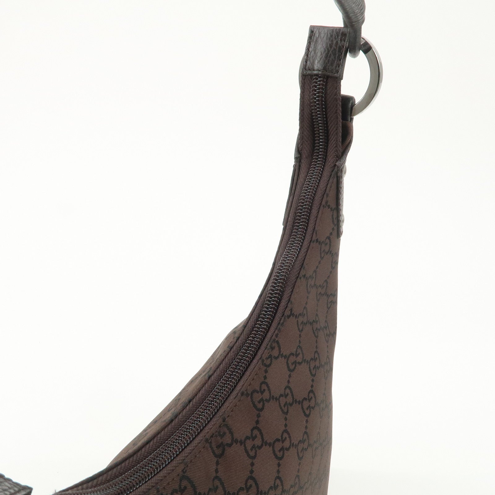 GUCCI GG Nylon Leather Shoulder Bag Hand Bag Brown 179776